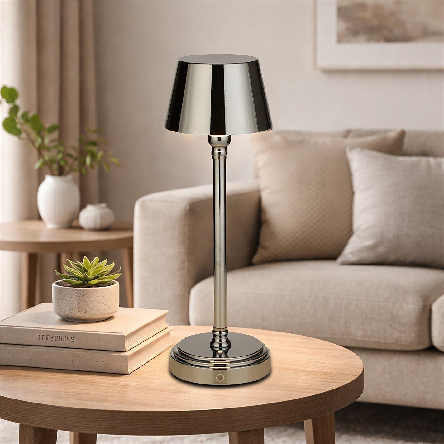 Lighting Collection Chrome Rechargeable Table Lamp