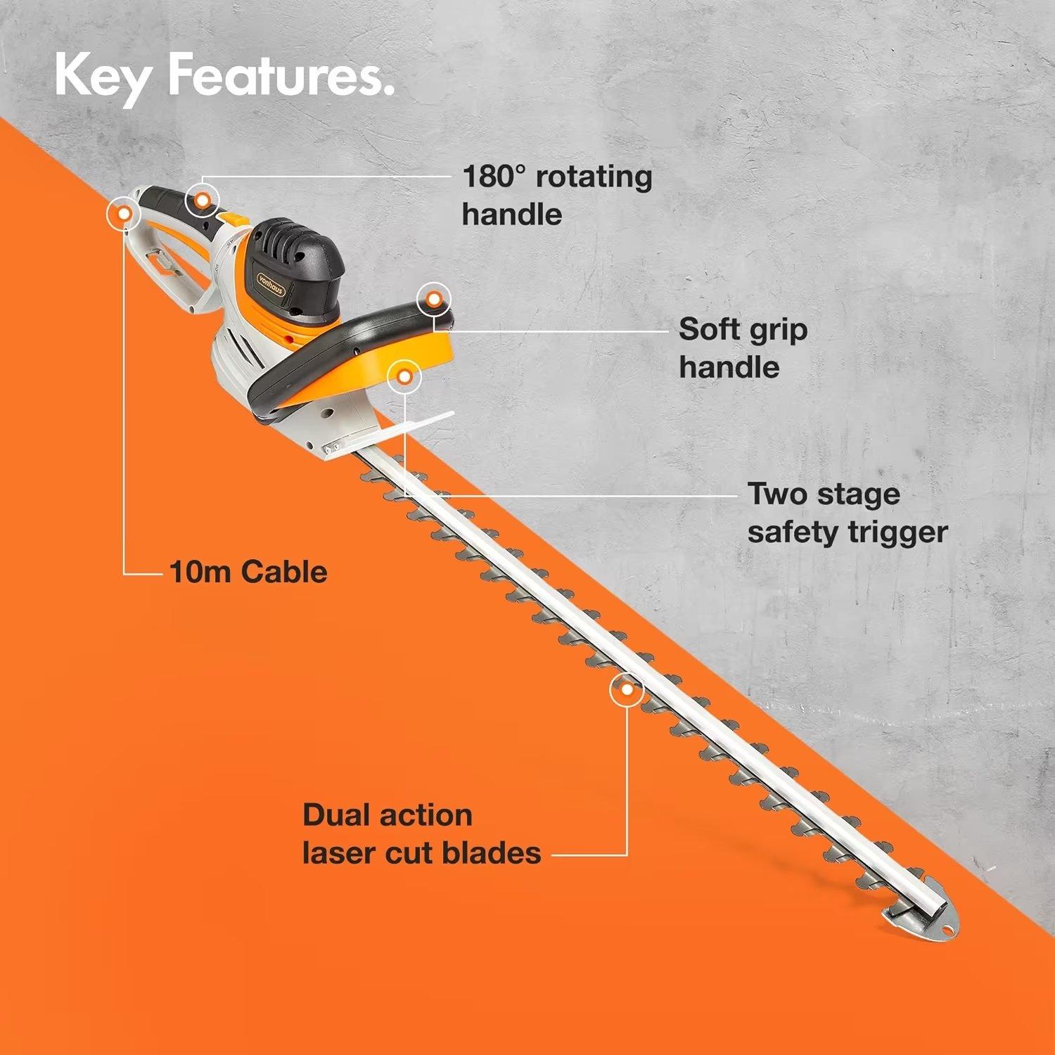 Grey - VonHaus - VonHaus  - 710W Rotatable Hedge Trimmer - 6
