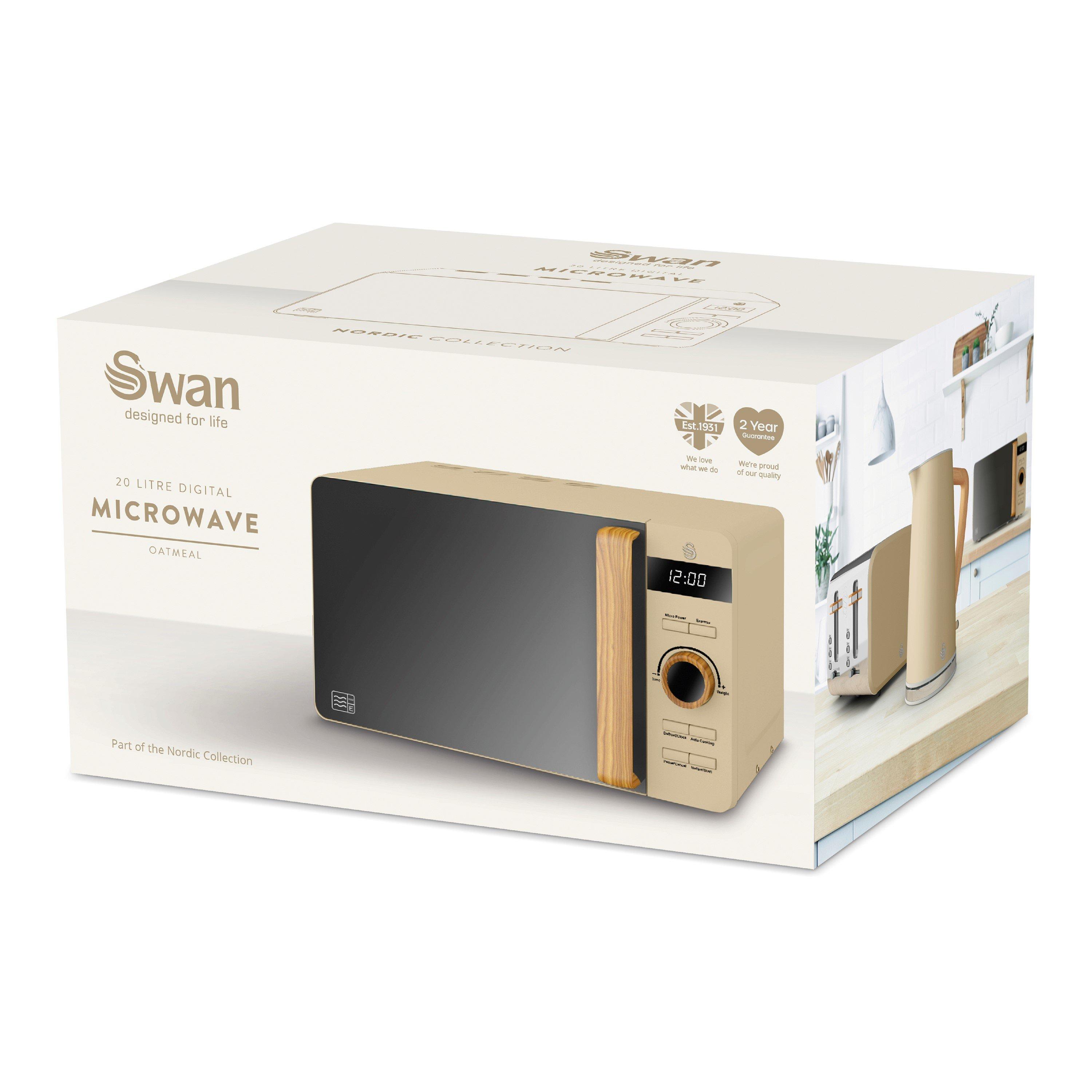 Oatmeal - Swan - Nordic 20L 800W Dig Microwave - 9