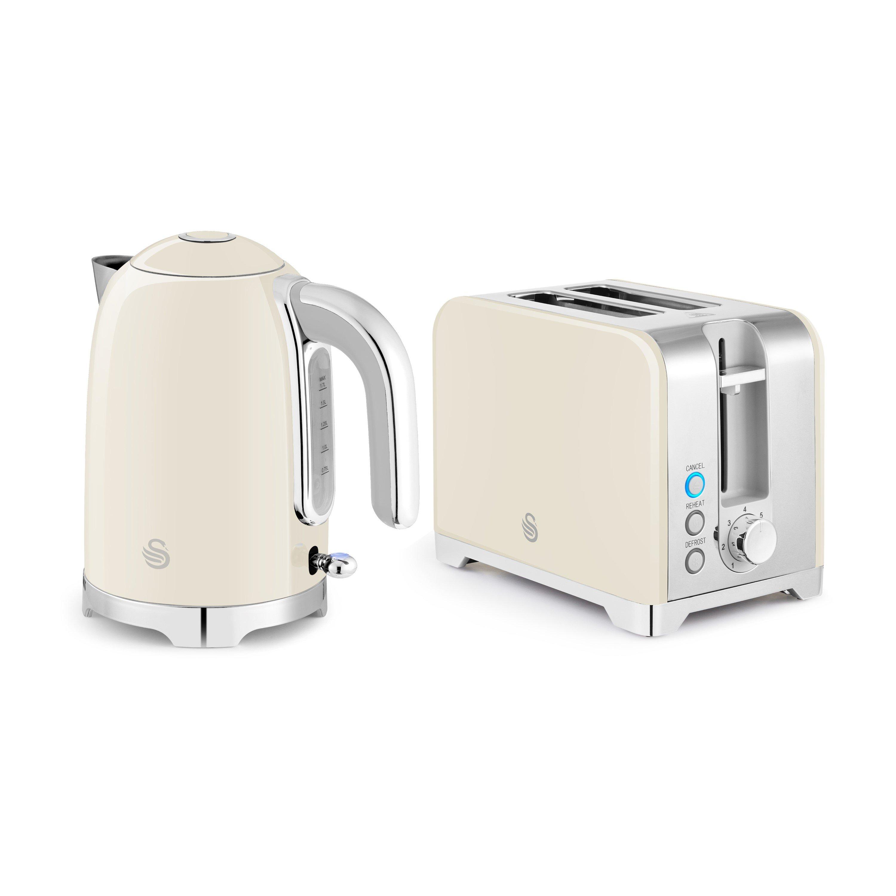 Cream - Swan - Solace Kitchen Set - 1.7L Kettle and 930W Toaster - 1