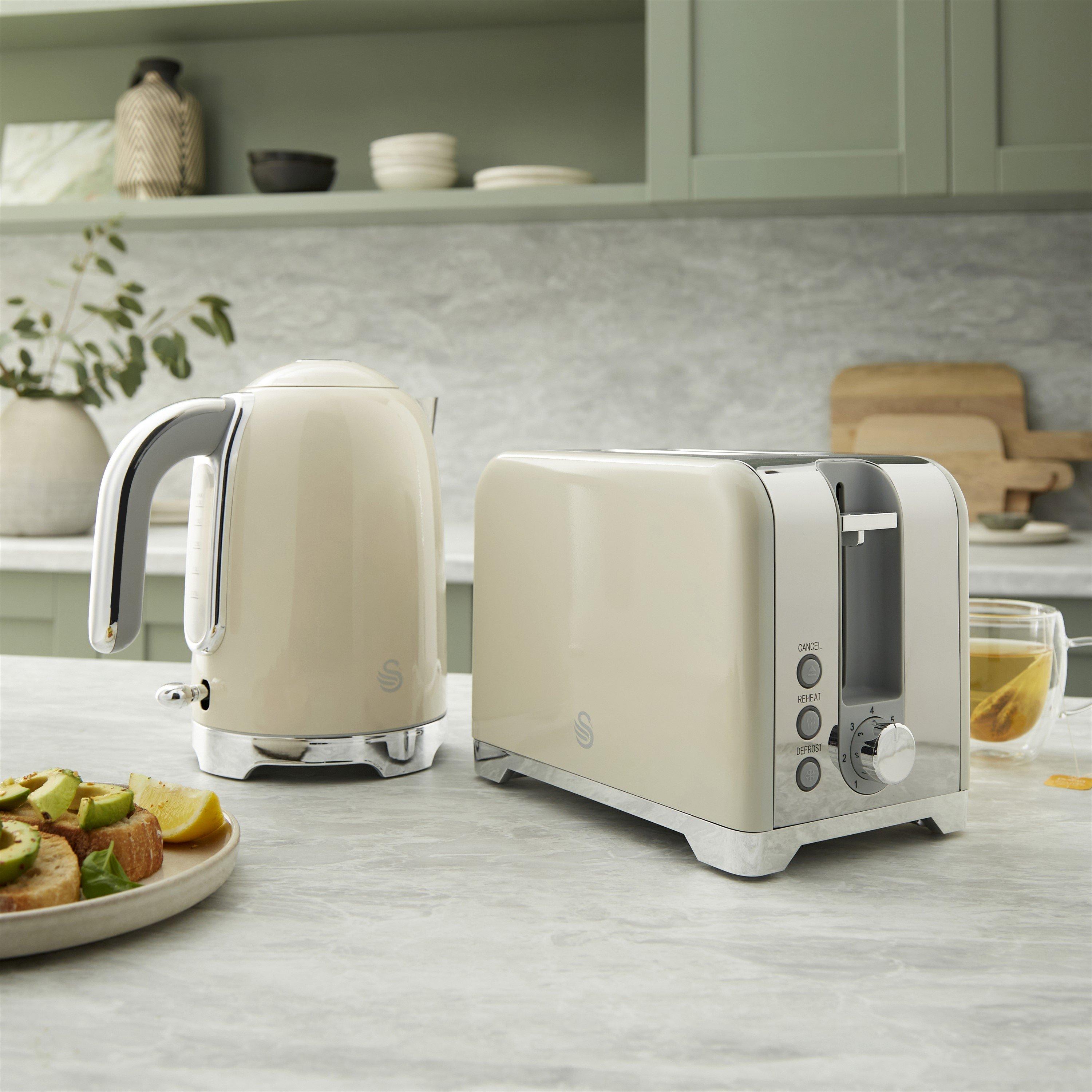 Cream - Swan - Solace Kitchen Set - 1.7L Kettle and 930W Toaster - 6