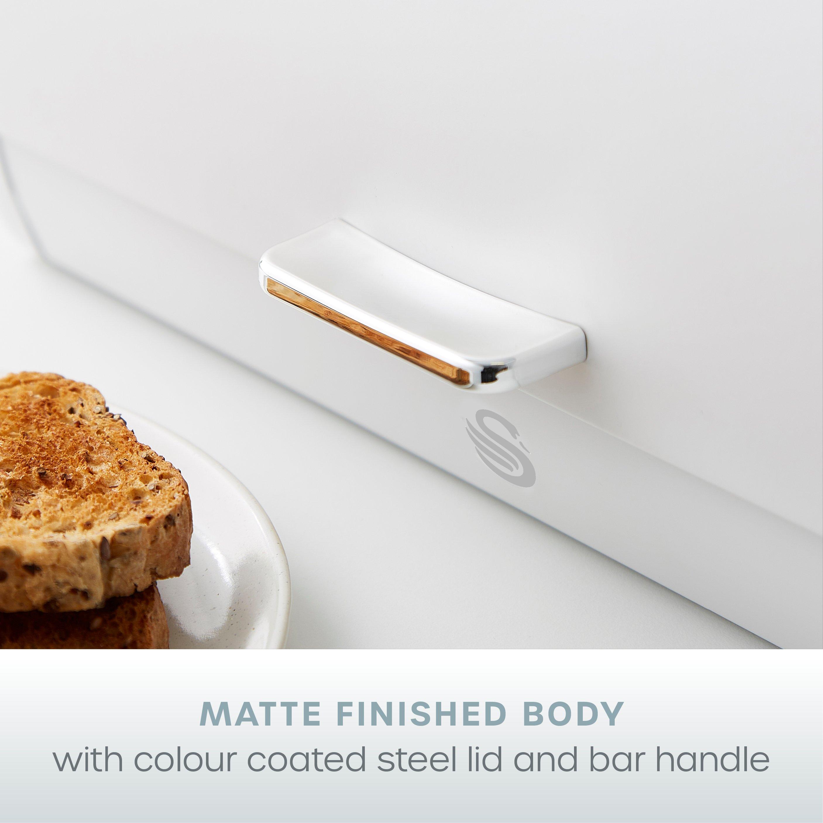 White - Swan - Serenity Bread Bin - White - 5