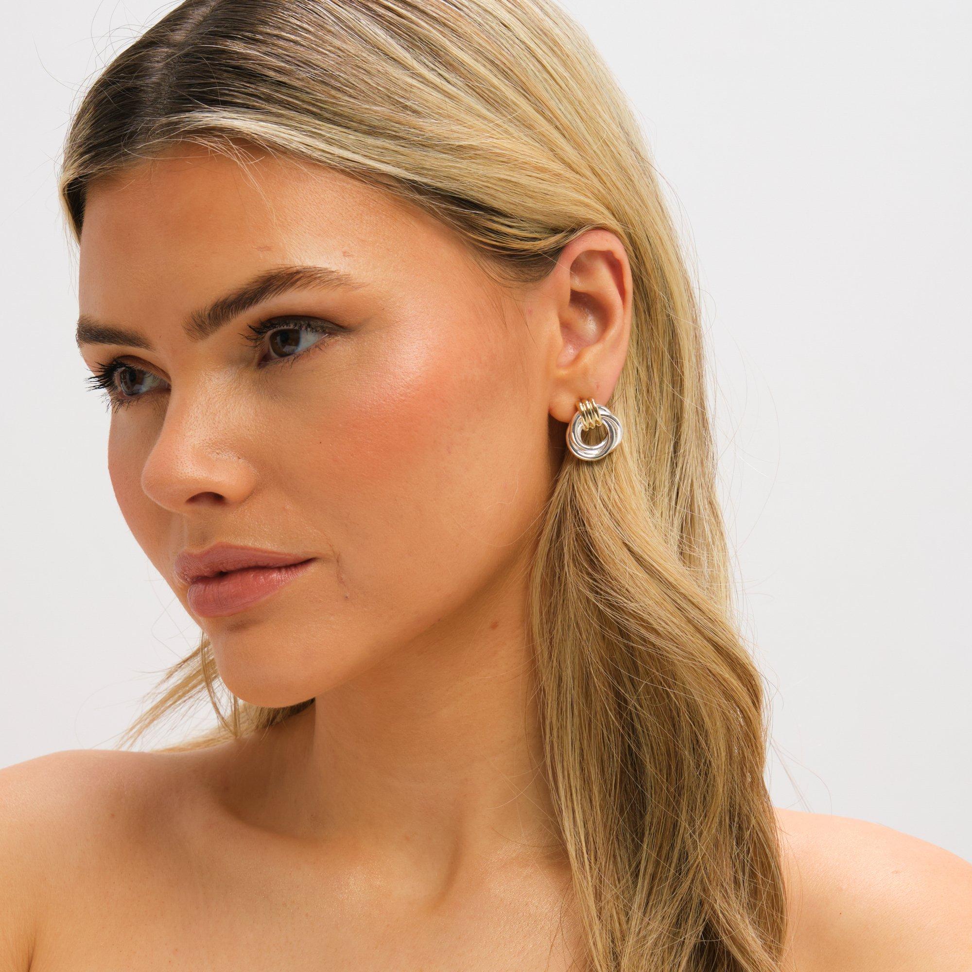 Silver - Jon Richard - Rhodium Plated Pave and Fresh Water Halo Earrings - 3