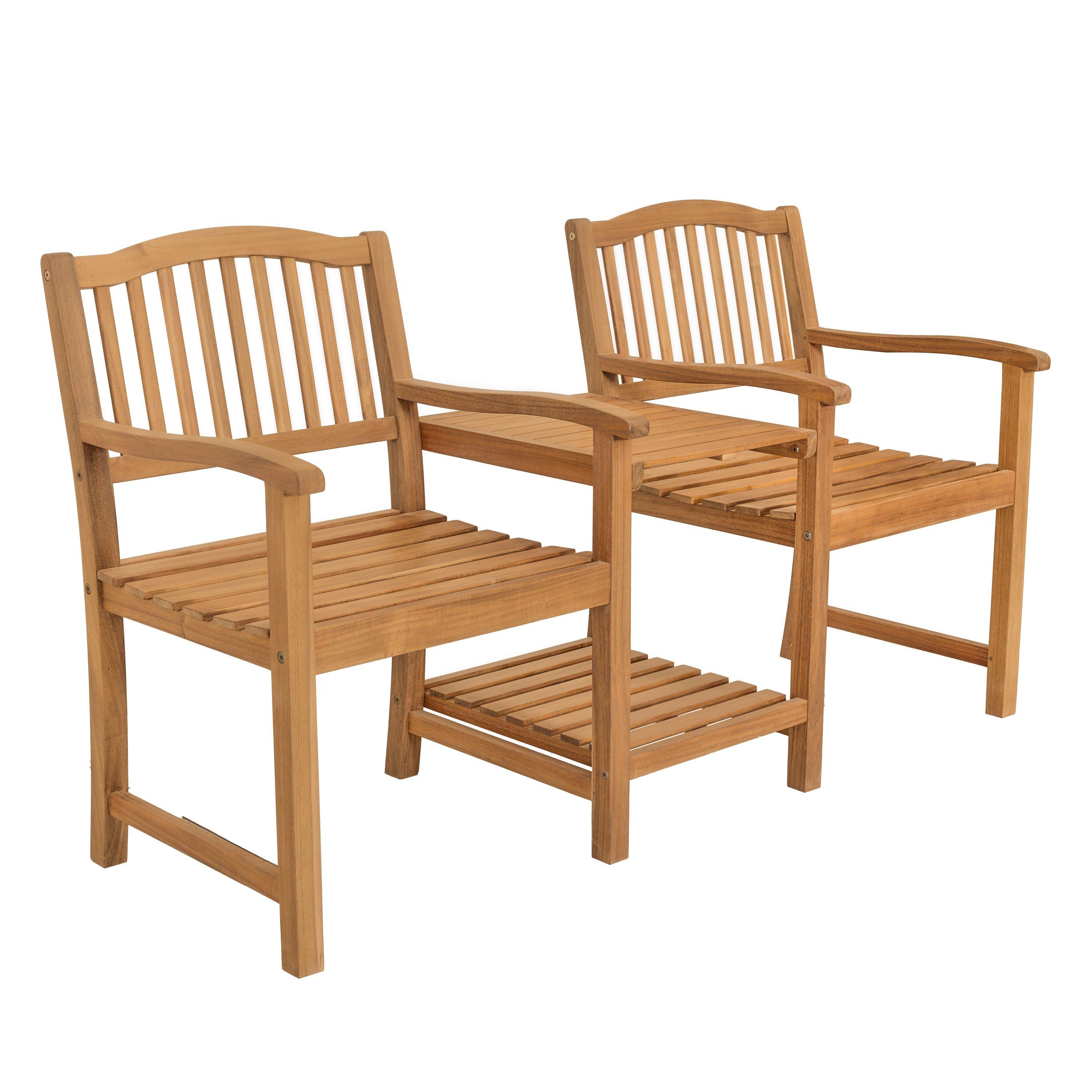 Wood - Suntime - Acacia Companion Love Seat Bench - 1