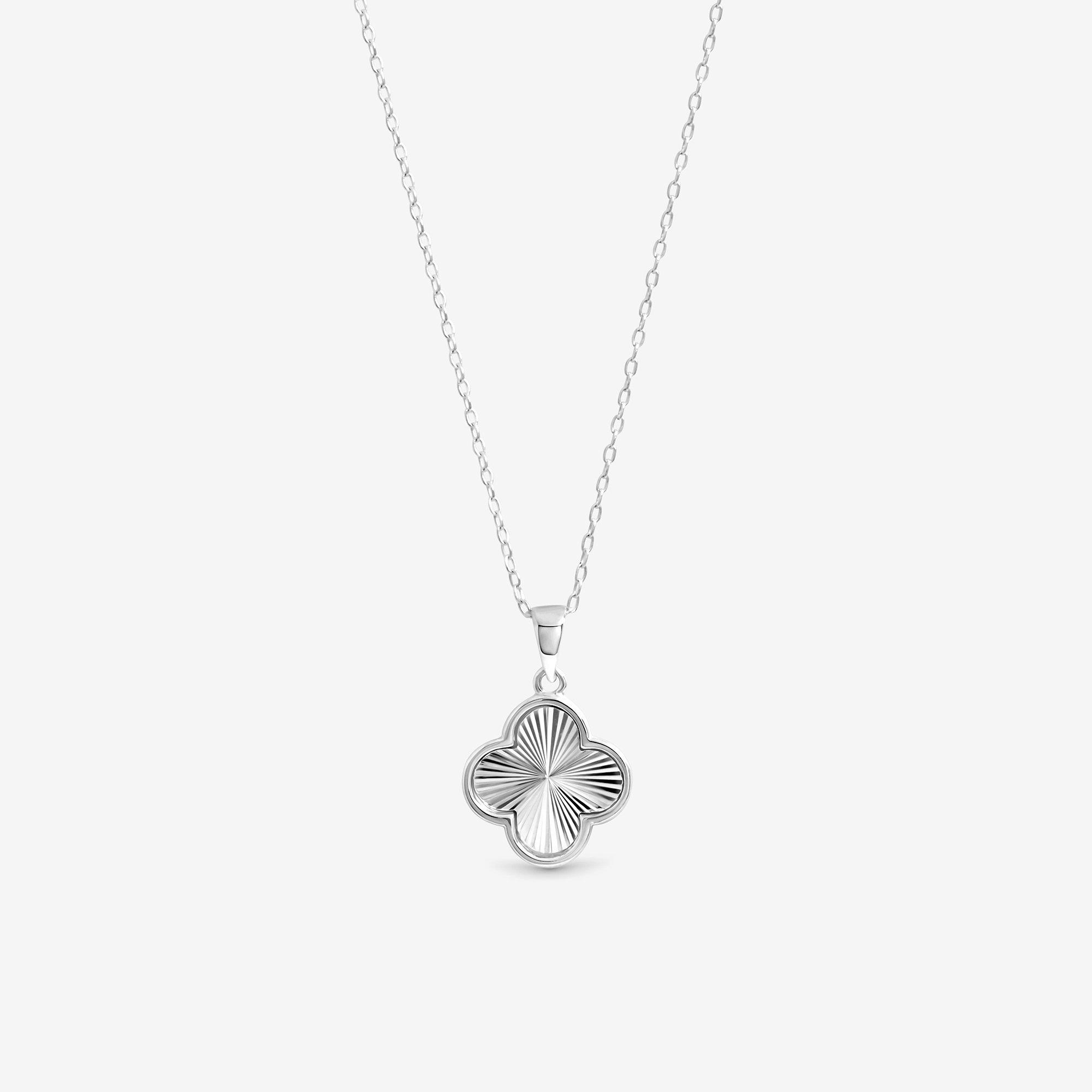 Silver - Simply Silver - Sterling Silver 925 Polished Ridged Clover Pendant - 1