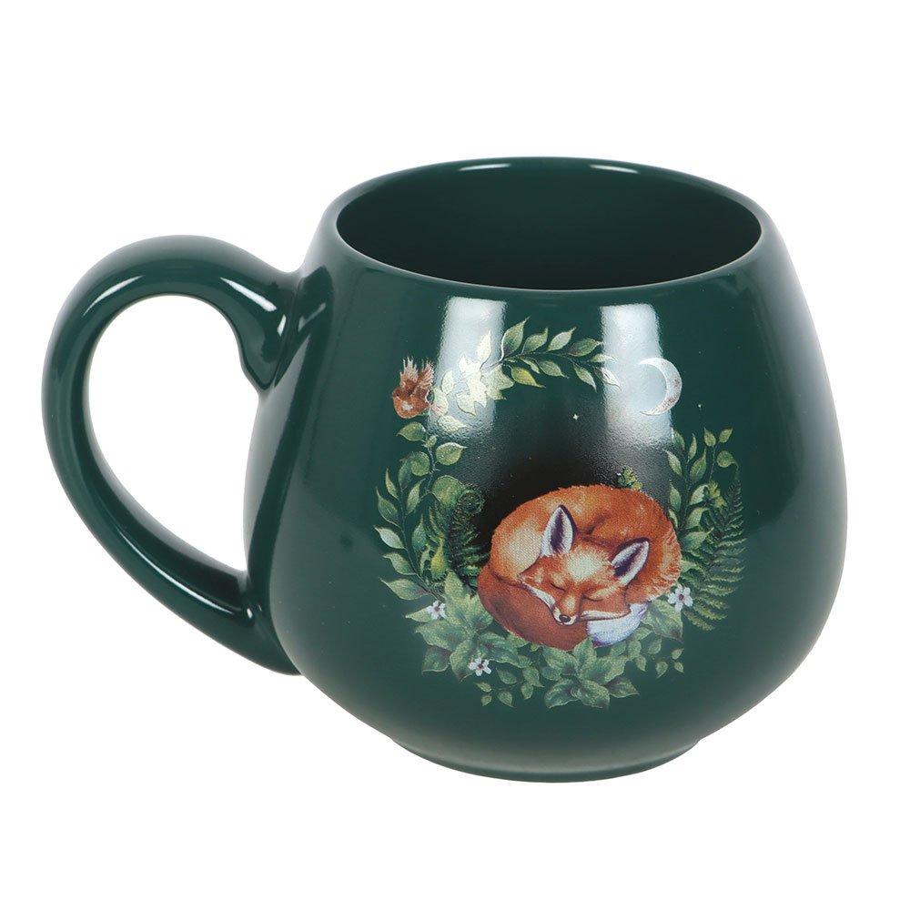Green - Something Different - Green Sleeping Fox Rounded Mug - 2