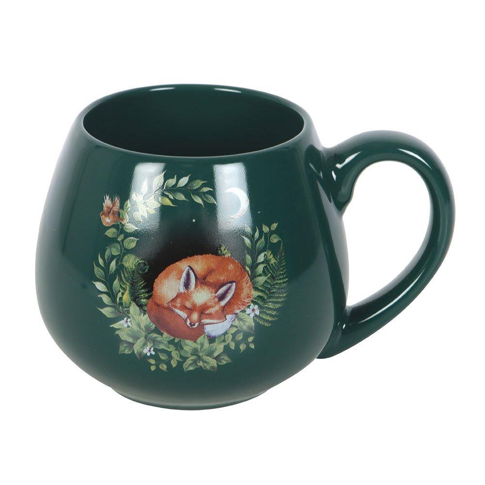 Green - Something Different - Green Sleeping Fox Rounded Mug - 4