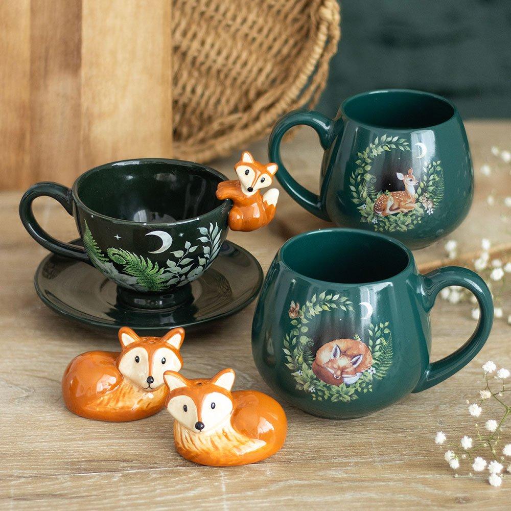 Green - Something Different - Green Sleeping Fox Rounded Mug - 5