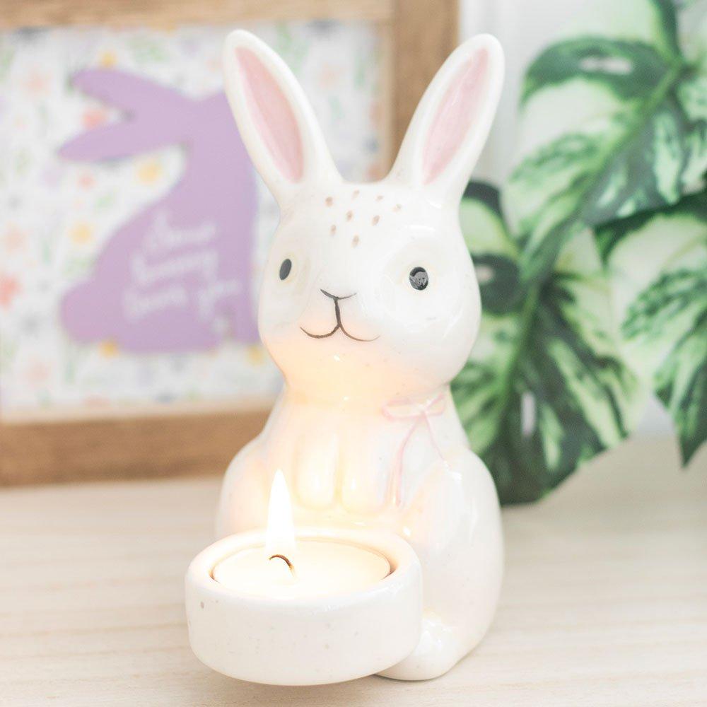 Something Different  Bunny Shaped Tealight Holder - White
