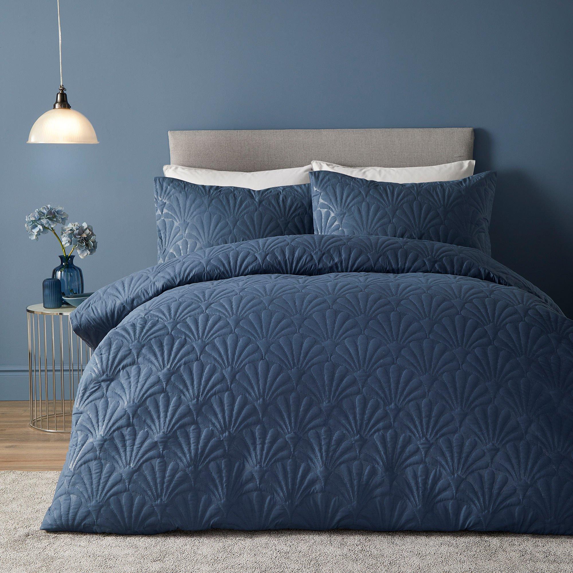 Serene Home  Cavali Pinsonic Patterned Duvet Cover - Dark Blue - King