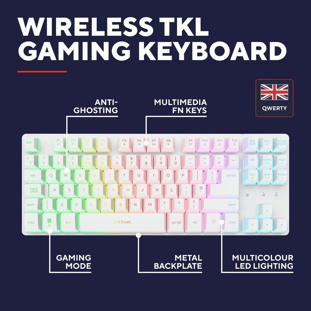 Wit - Trust - Trust GXT 831W Thado TKL Wireless Keyboard White - 3