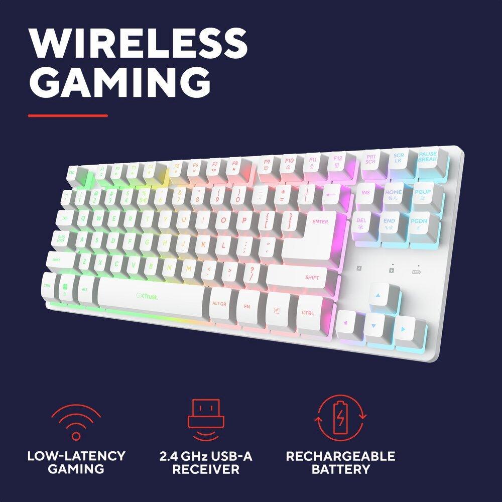 Wit - Trust - Trust GXT 831W Thado TKL Wireless Keyboard White - 4