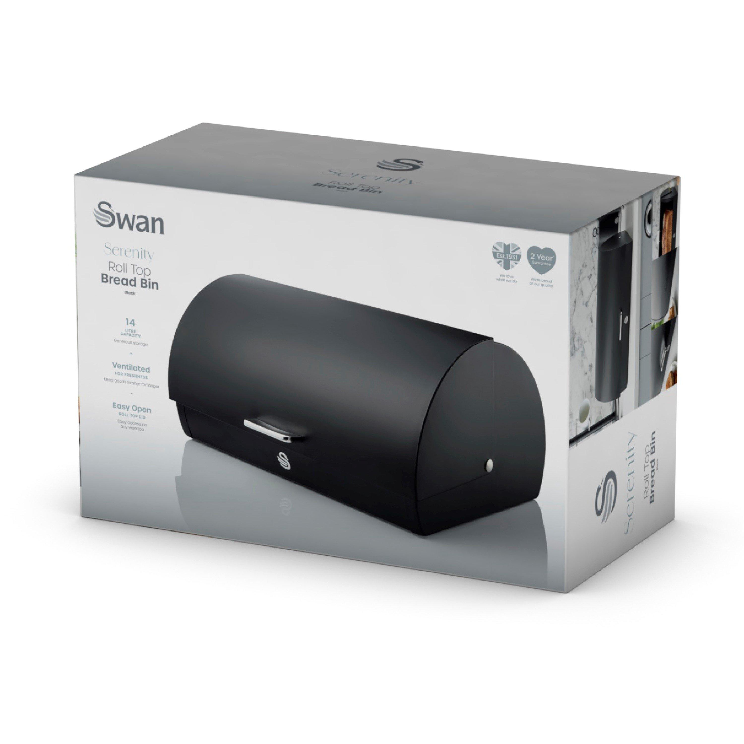 Black - Swan - Serenity Bread Bin - Black - 12