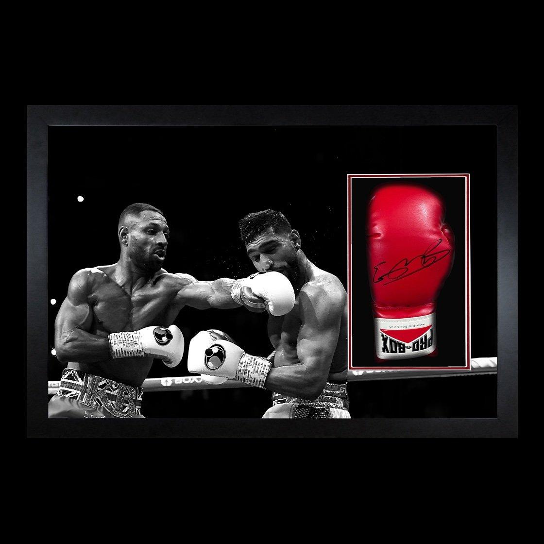 The Fan Cave  Kell Brook Signed Glove Display - Punch Red - 690x480mm