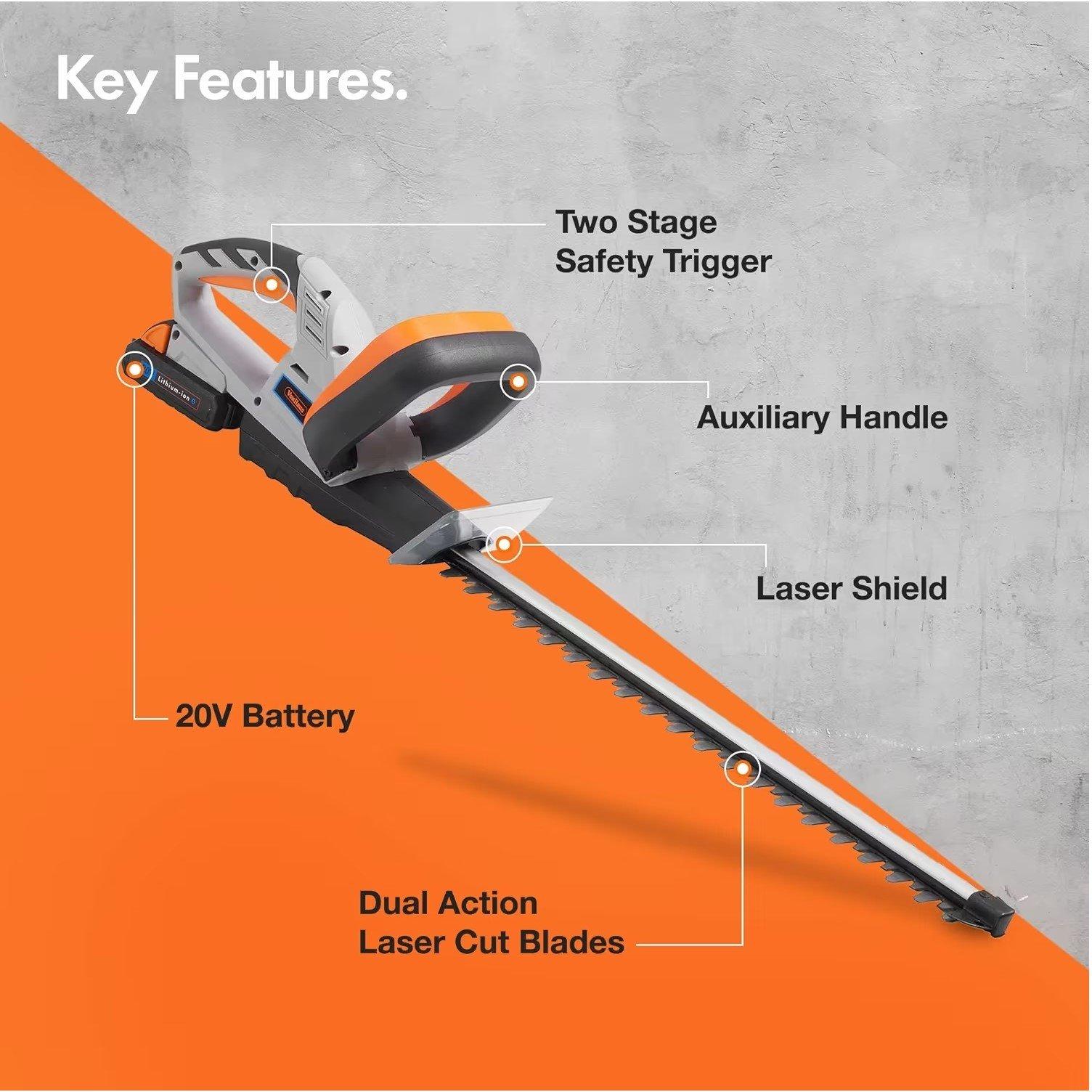 Grey - VonHaus - VonHaus - G-series Cordless Hedge Trimmer - 4