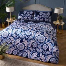 Laurence Llewelyn-Bowen Romilly Lavish Floral Blue Velvet Duvet Cover Set