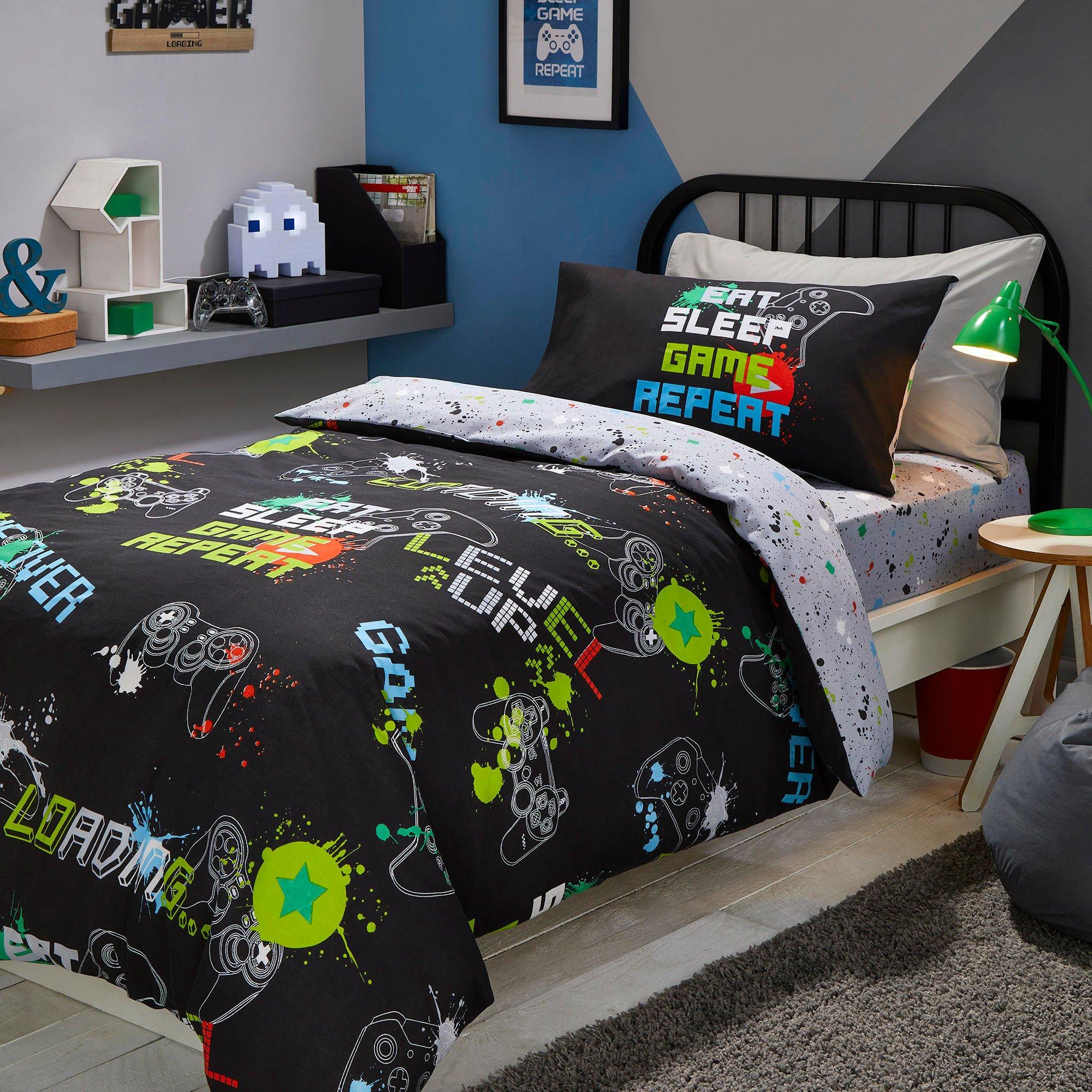 Black - Bedlam - Game Kids Glow in the Dark Duvet Cover Set - Black - 1