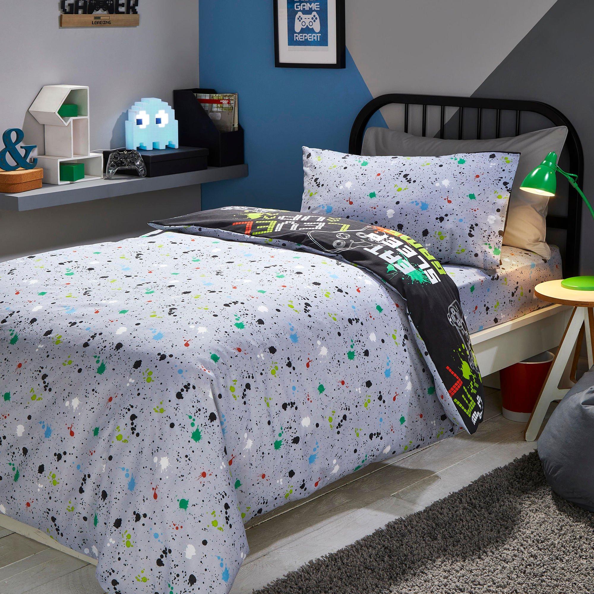 Black - Bedlam - Game Kids Glow in the Dark Duvet Cover Set - Black - 4