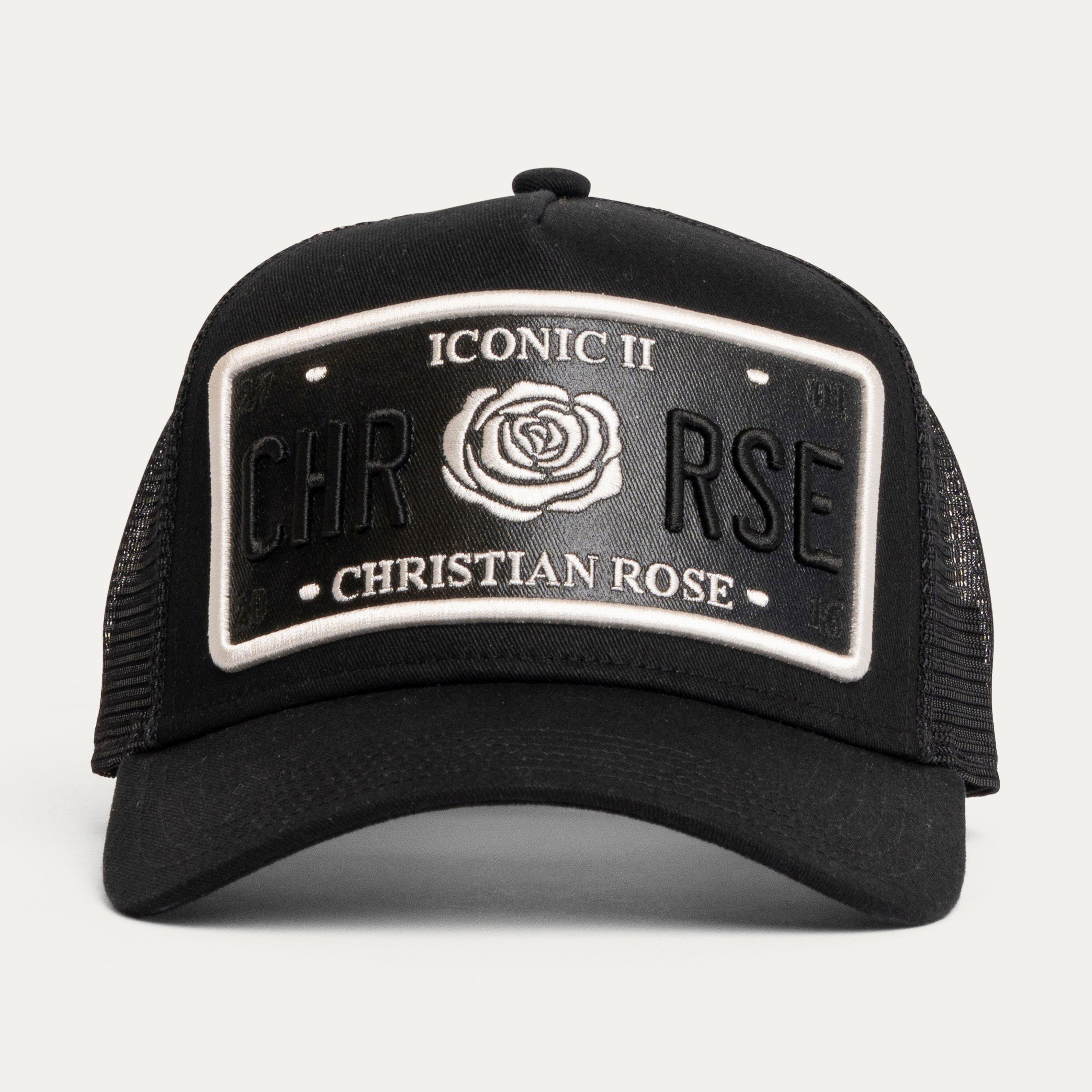 Black / White - Christian Rose - Iconic Vinyl Patch Trucker Cap - 2