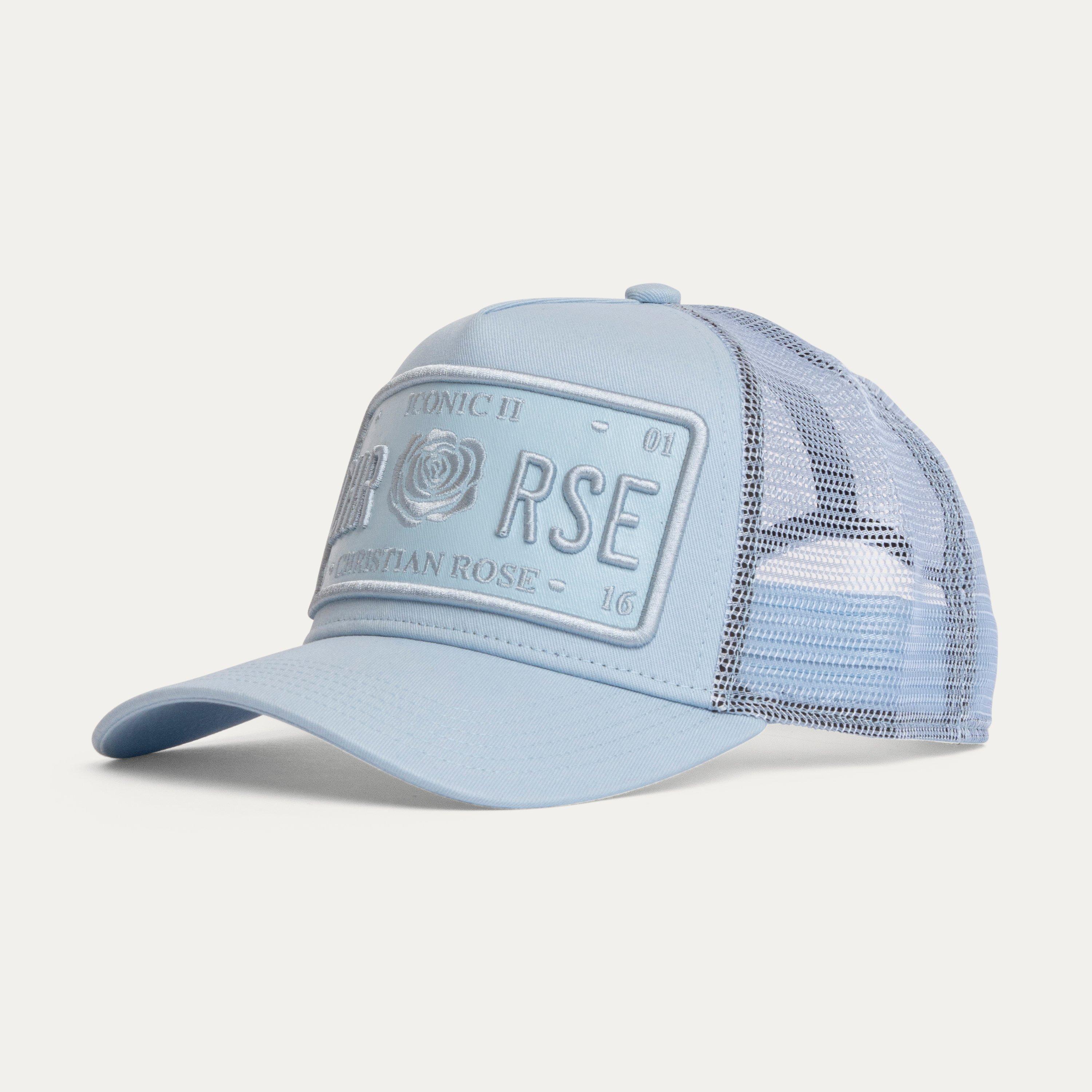 Ice Blue - Christian Rose - Iconic Vinyl Patch Trucker Cap - 2