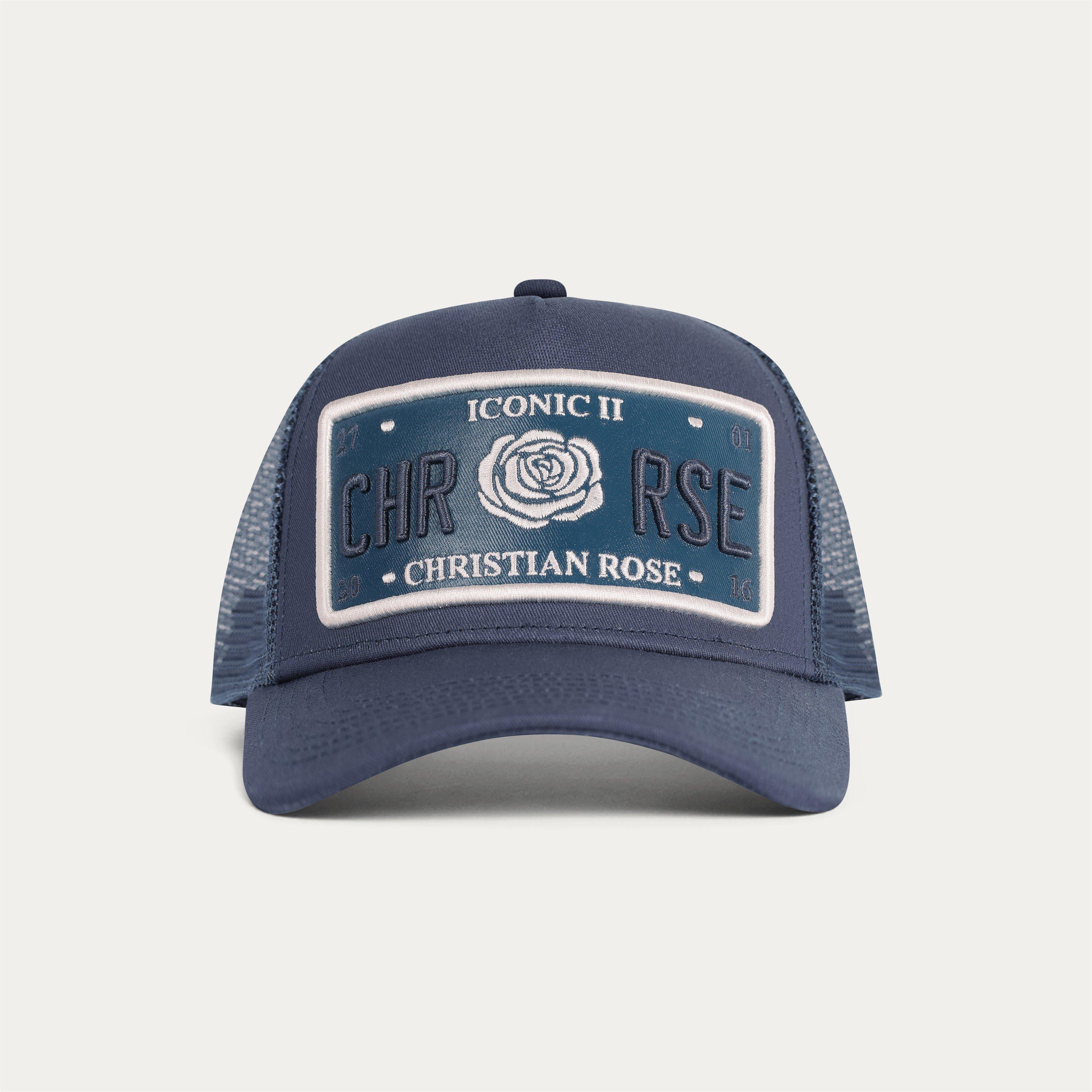 Navy / White - Christian Rose - Iconic II Vinyl Plate Trucker Cap - 1