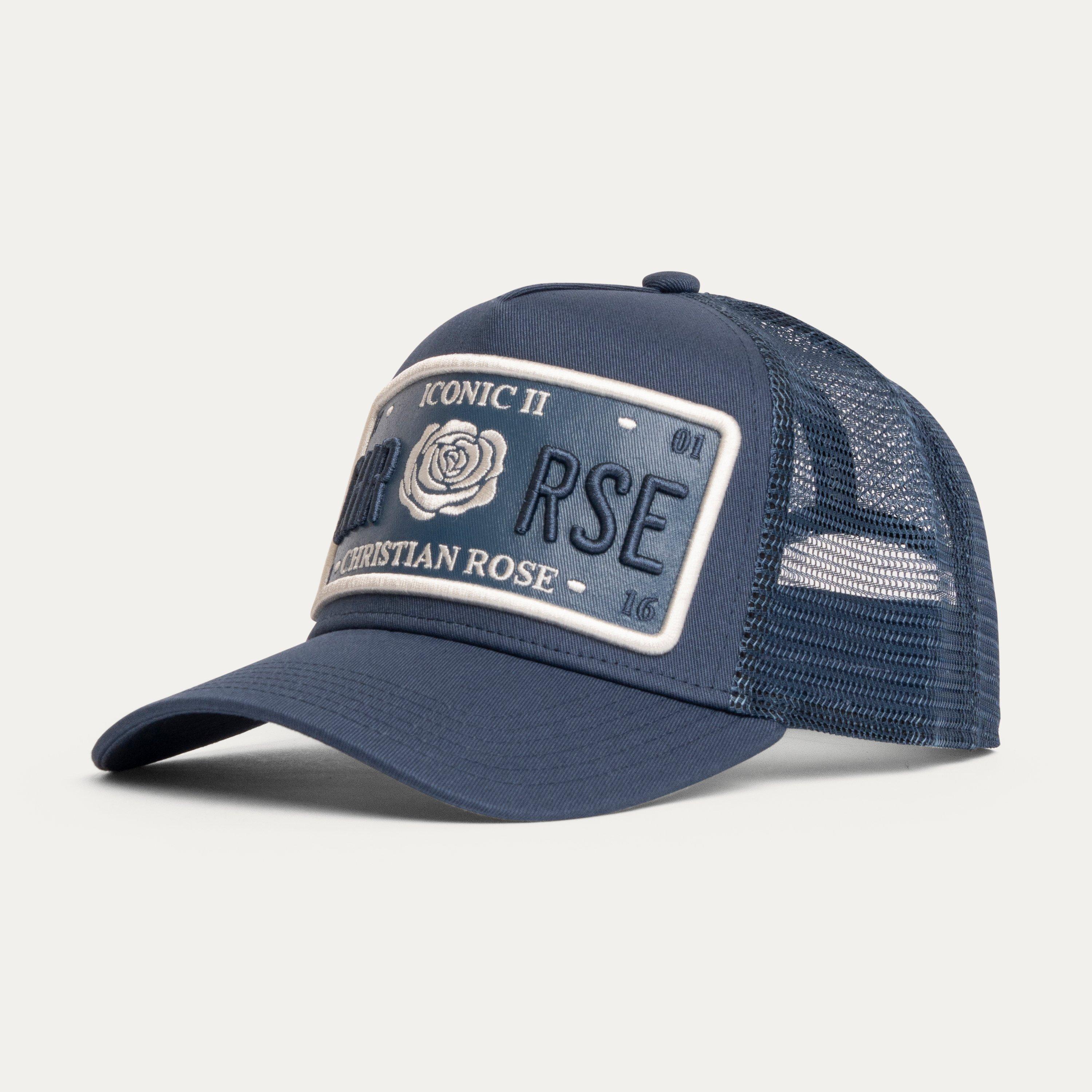 Navy / White - Christian Rose - Iconic II Vinyl Plate Trucker Cap - 2