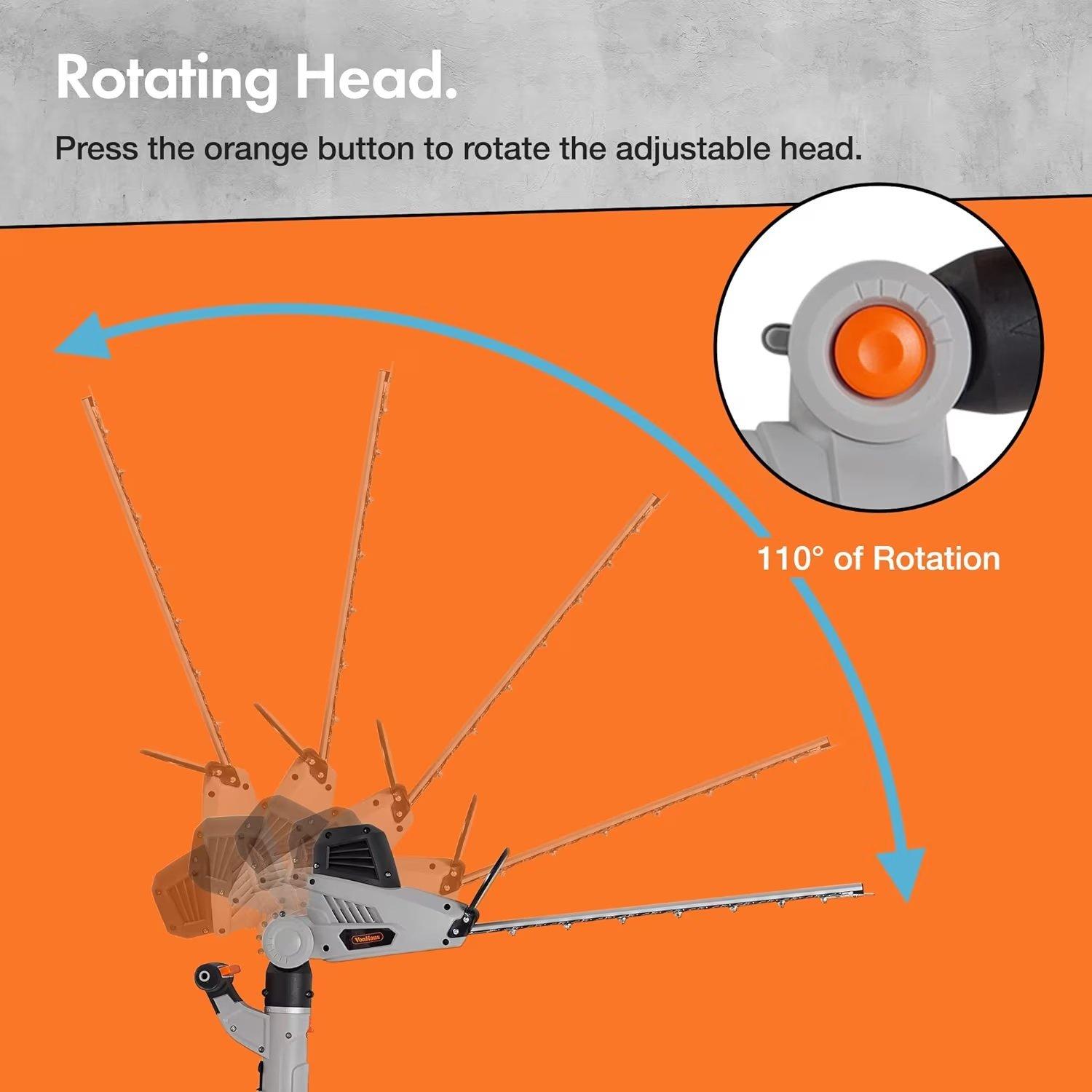 Grey - VonHaus - VonHaus - Pole Hedge Trimmer 2 in 1 Extendable - 5