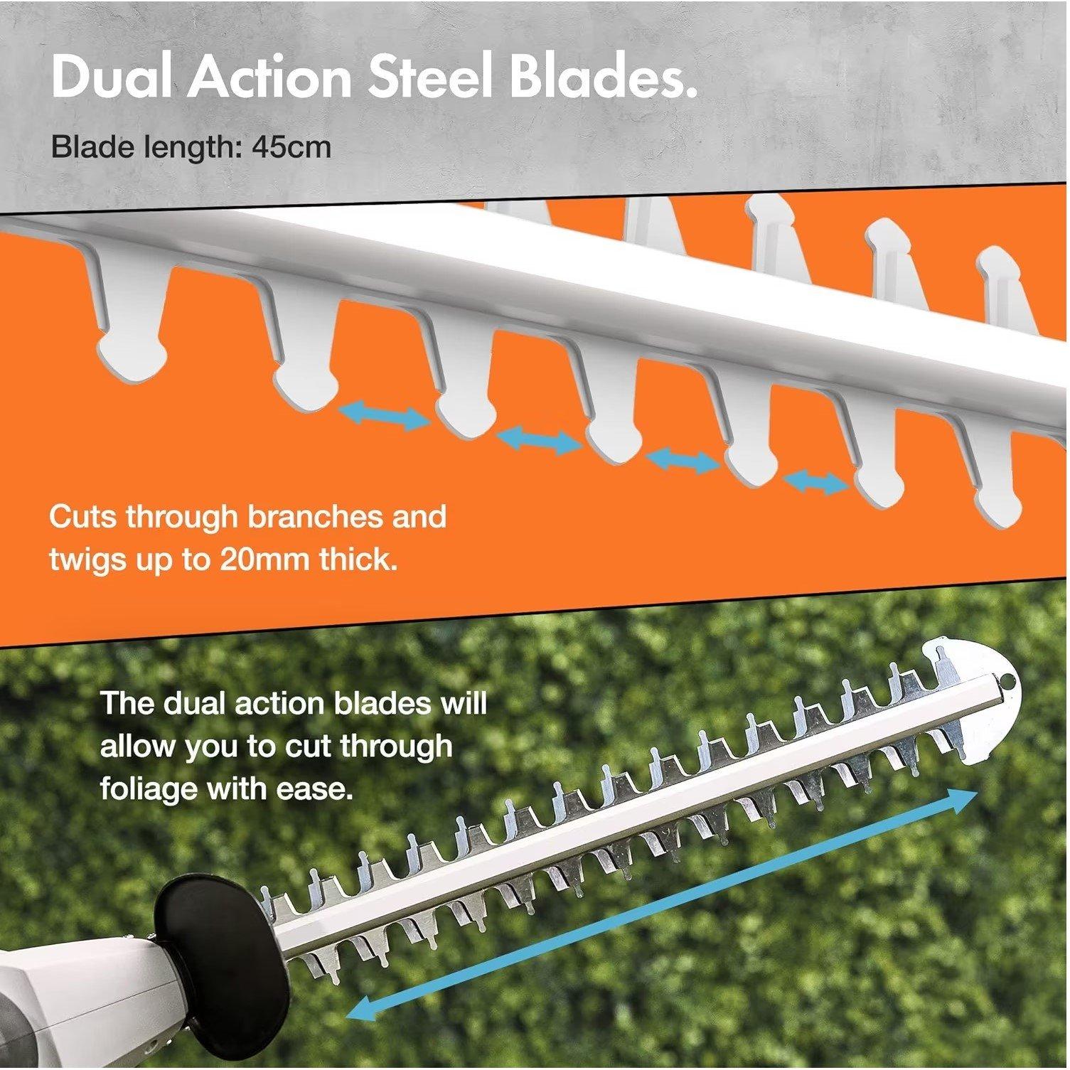 Grey - VonHaus - VonHaus - Pole Hedge Trimmer 2 in 1 Extendable - 6