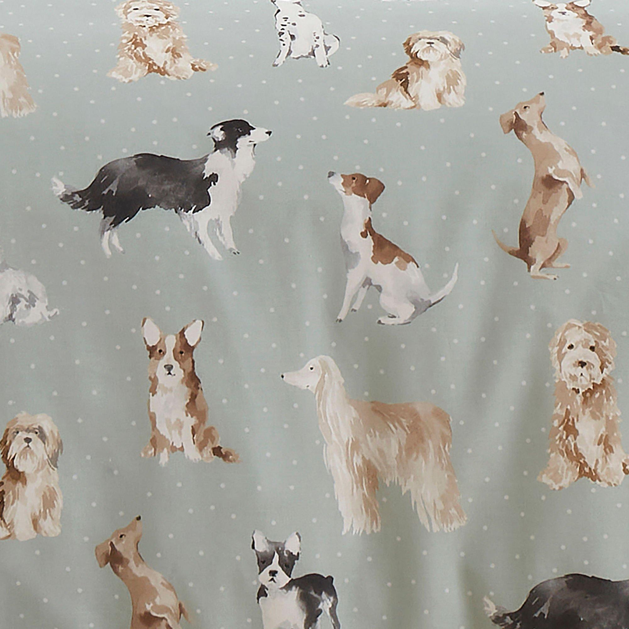 Duck Egg - Fusion - Dogs Hand Painted Print Duvet Cover Set - Duck Egg - 4