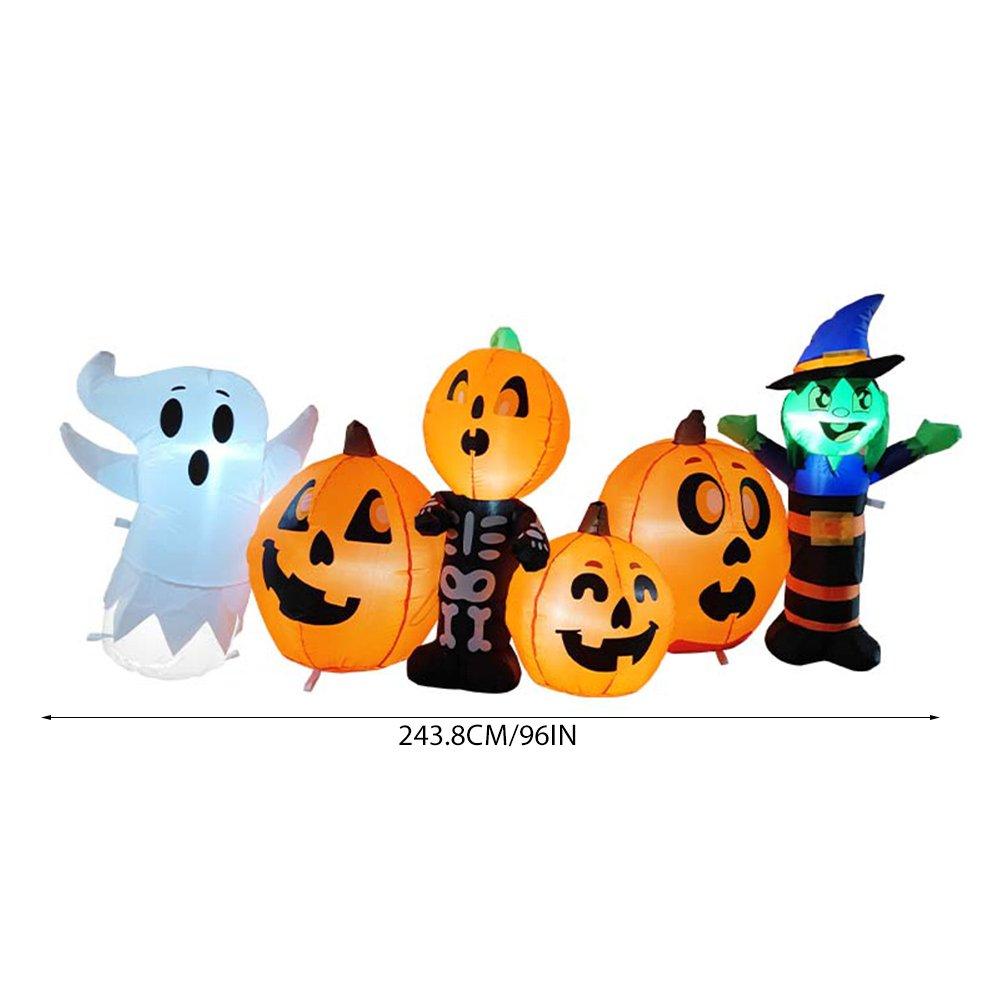 Multi - LIFE IDEAS - 8ft Inflatable Pumpkin with Witch & Ghost - 2