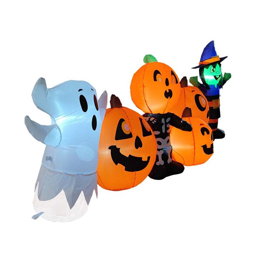 Multi - LIFE IDEAS - 8ft Inflatable Pumpkin with Witch & Ghost - 3