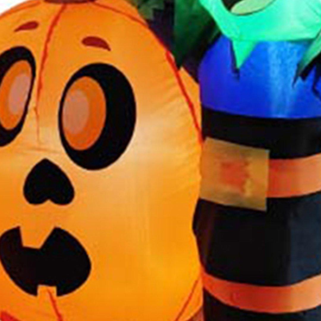 Multi - LIFE IDEAS - 8ft Inflatable Pumpkin with Witch & Ghost - 7