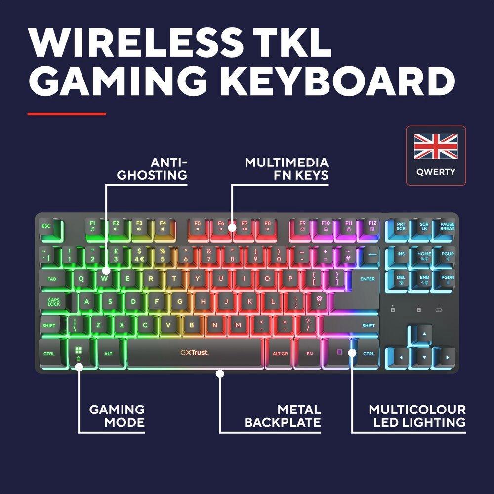 Zwart - Trust - Trust GXT 831 Thado TKL Wireless Keyboard Black - 4