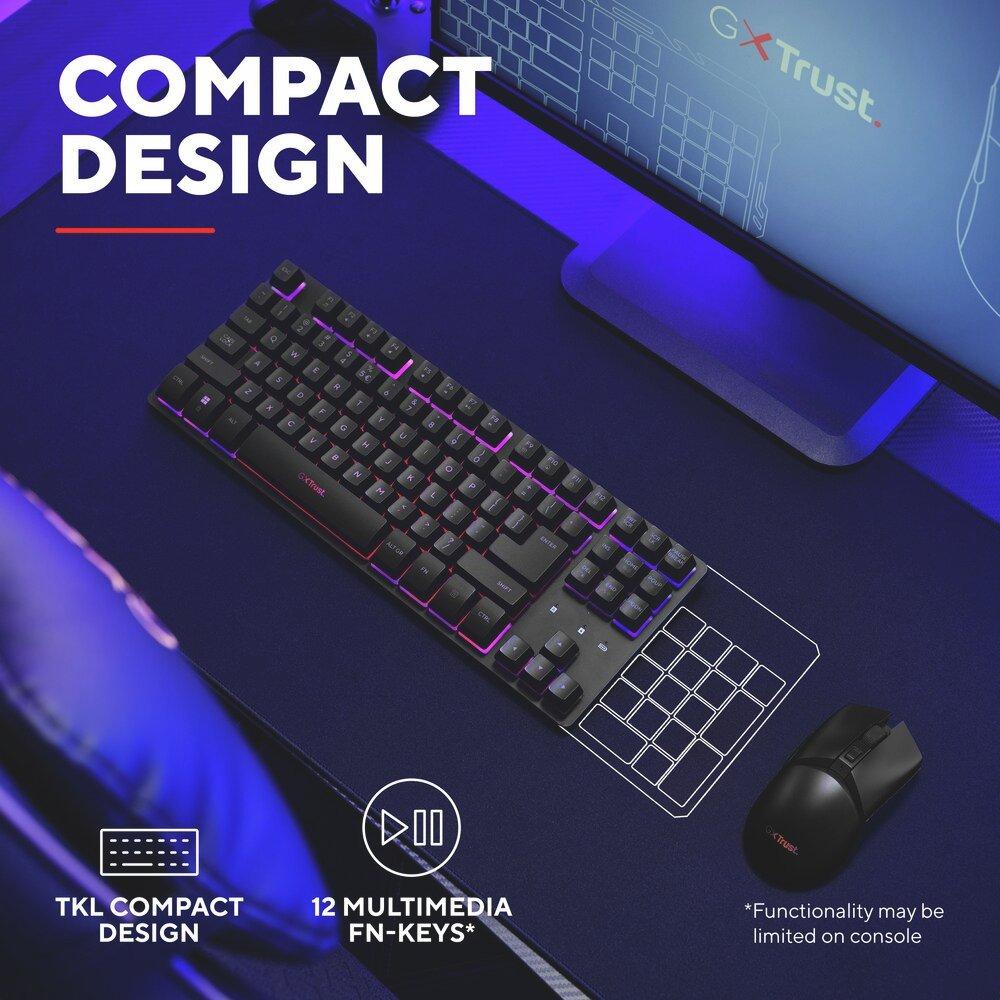 Zwart - Trust - Trust GXT 831 Thado TKL Wireless Keyboard Black - 8