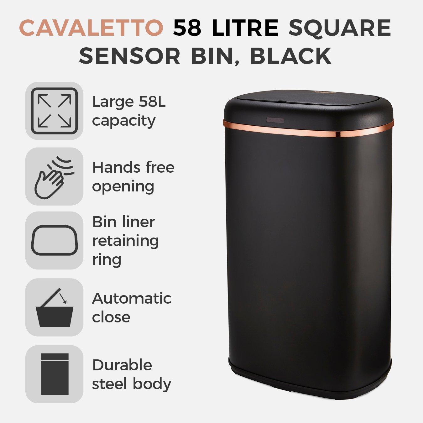 Black - Tower - Cavaletto 58L Sensor Bin Black - 2