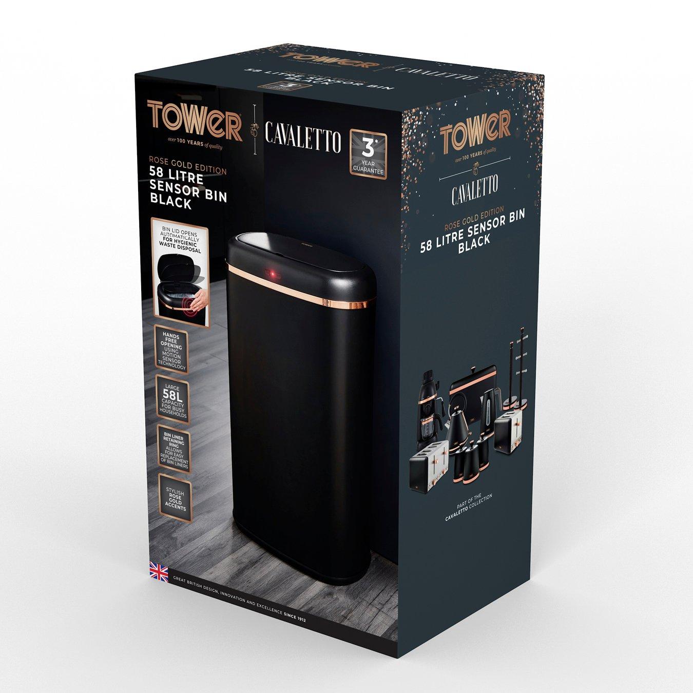 Black - Tower - Cavaletto 58L Sensor Bin Black - 11