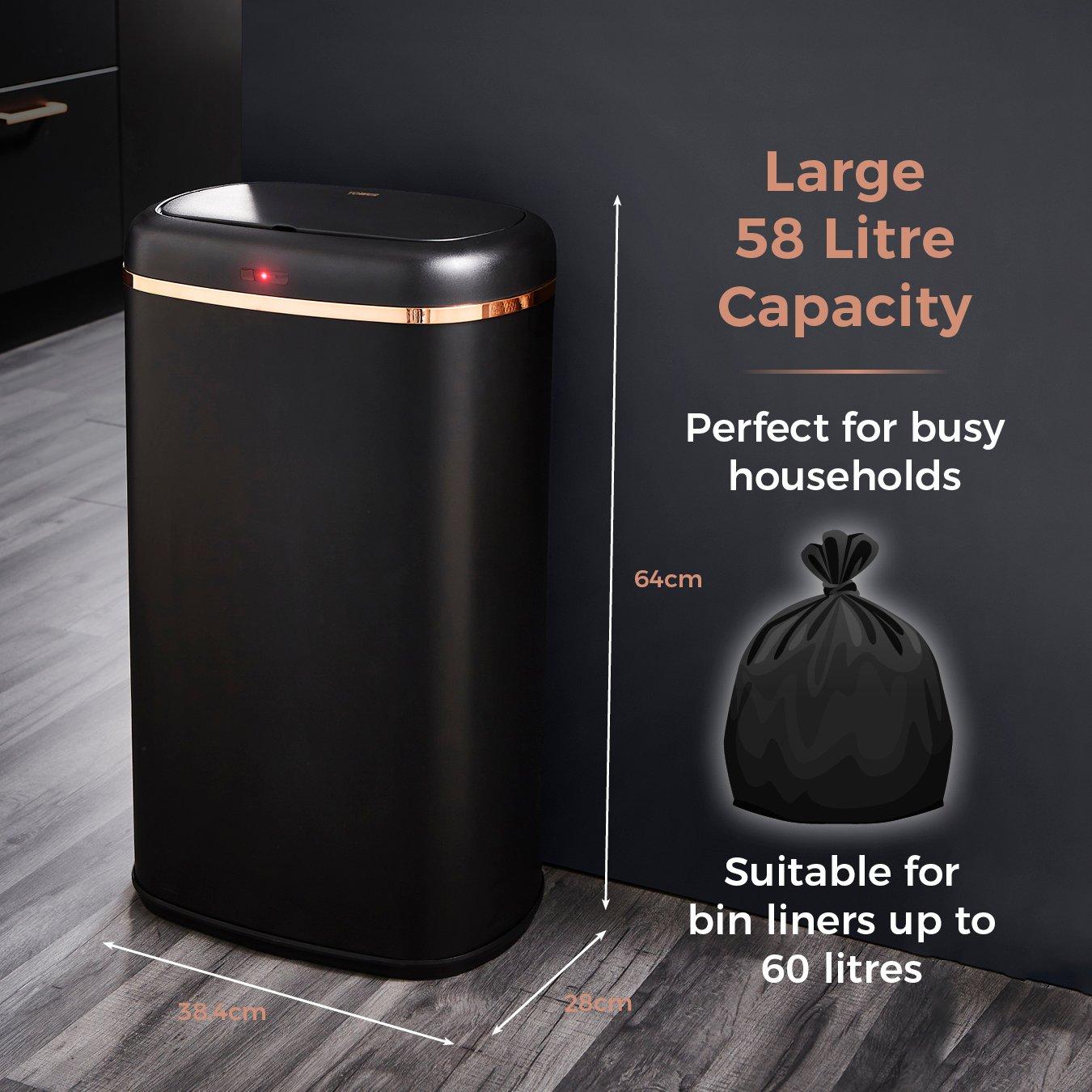 Black - Tower - Cavaletto 58L Sensor Bin Black - 3