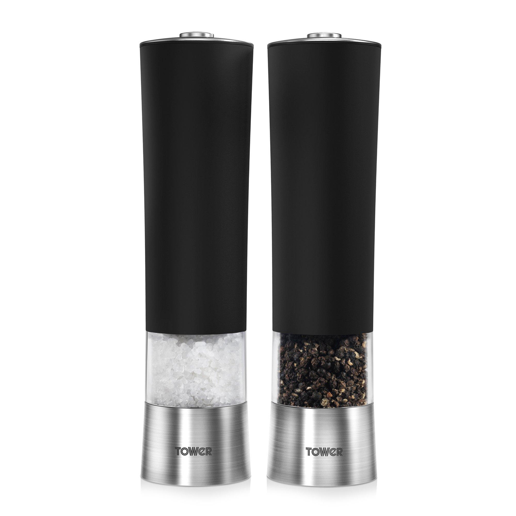 Black - Tower - Electric Salt and Pepper Mill - 1