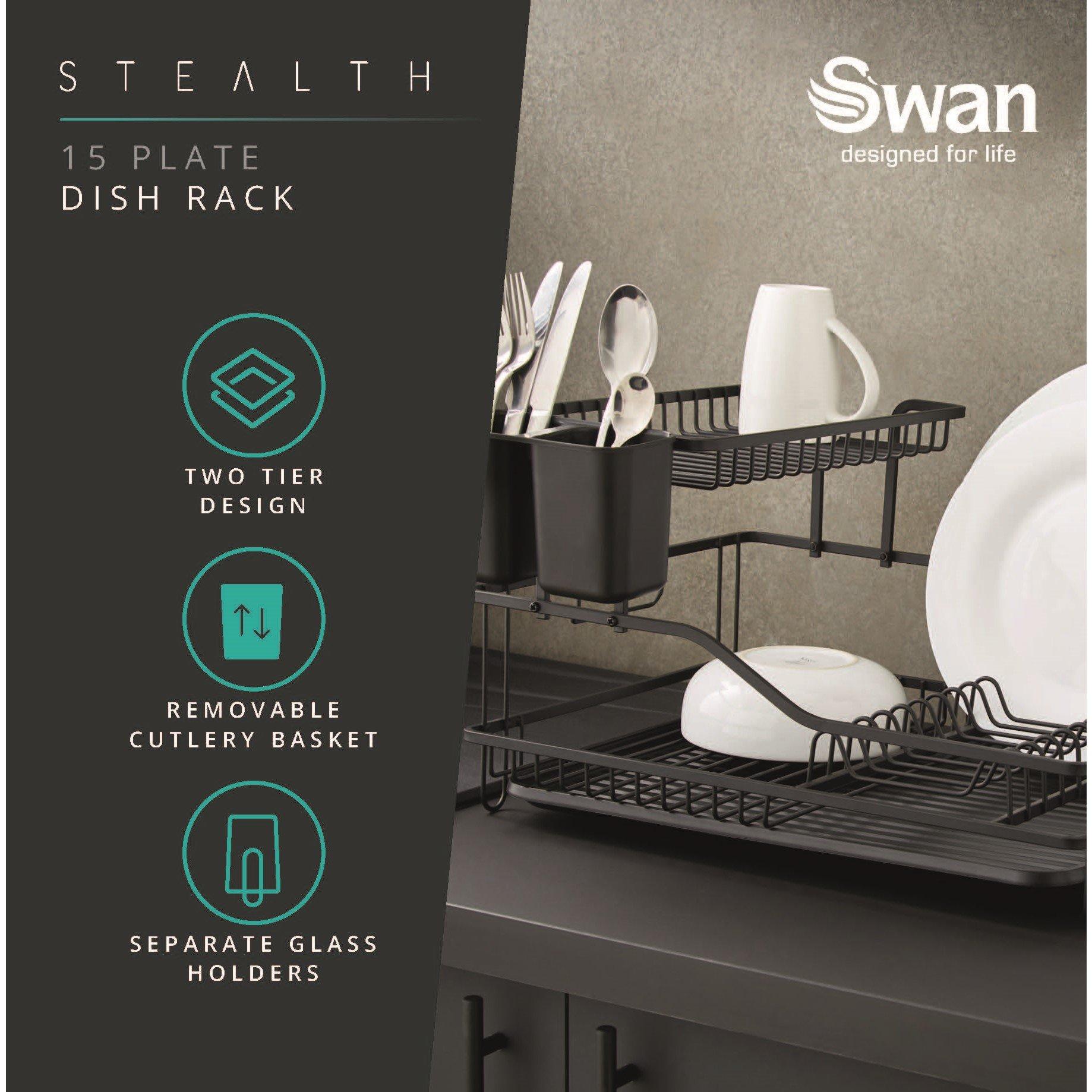 Black - Swan - Stealth 15 Plate Dish Rack - 3