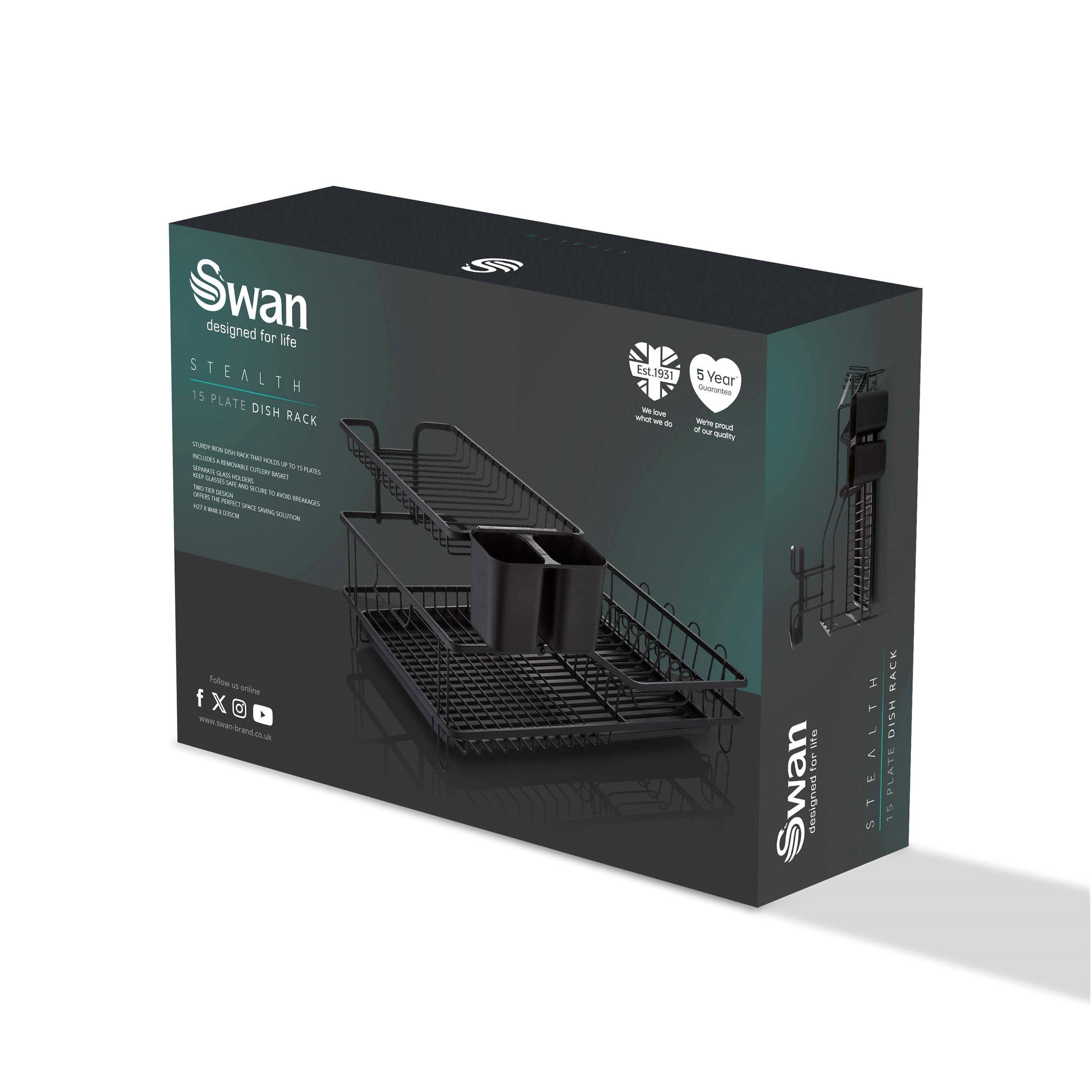 Black - Swan - Stealth 15 Plate Dish Rack - 9