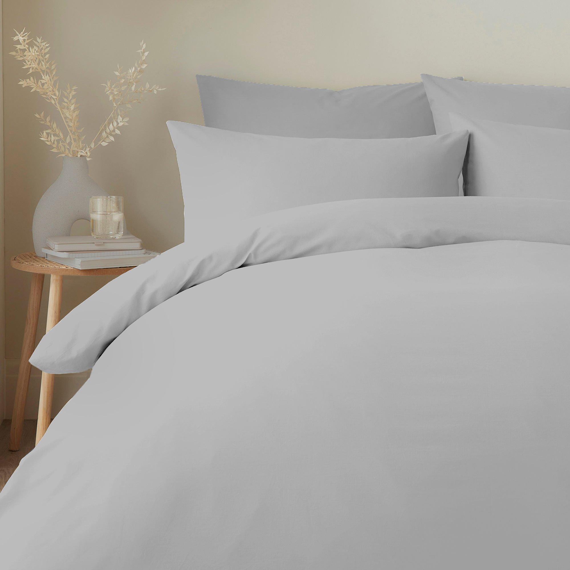 Silver - Appletree - 100% Pure Natural Cotton Duvet Cover Set - Silver - 2