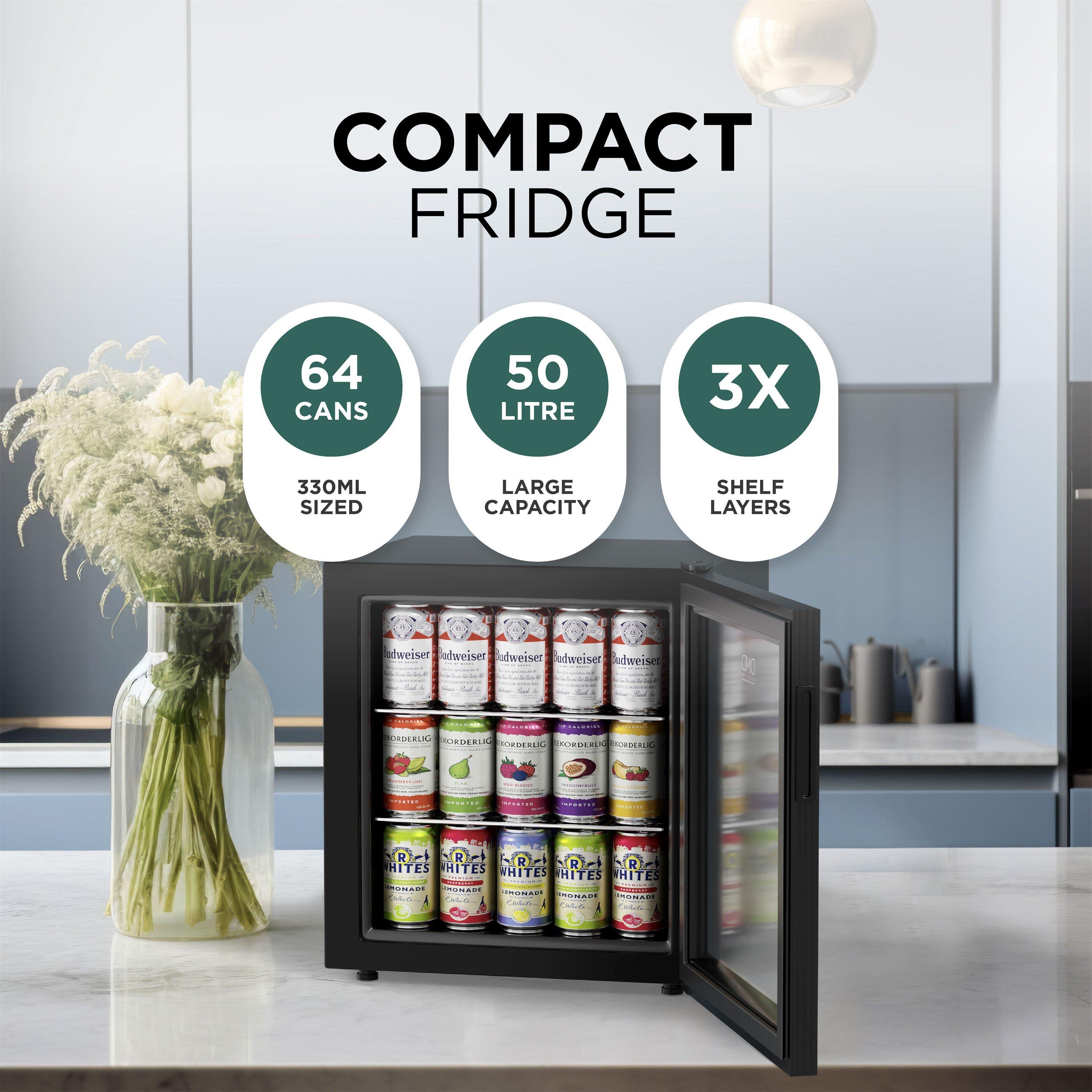 Black - DMD Collective - 50L Glass Mini Fridge with Lock & Key - 3