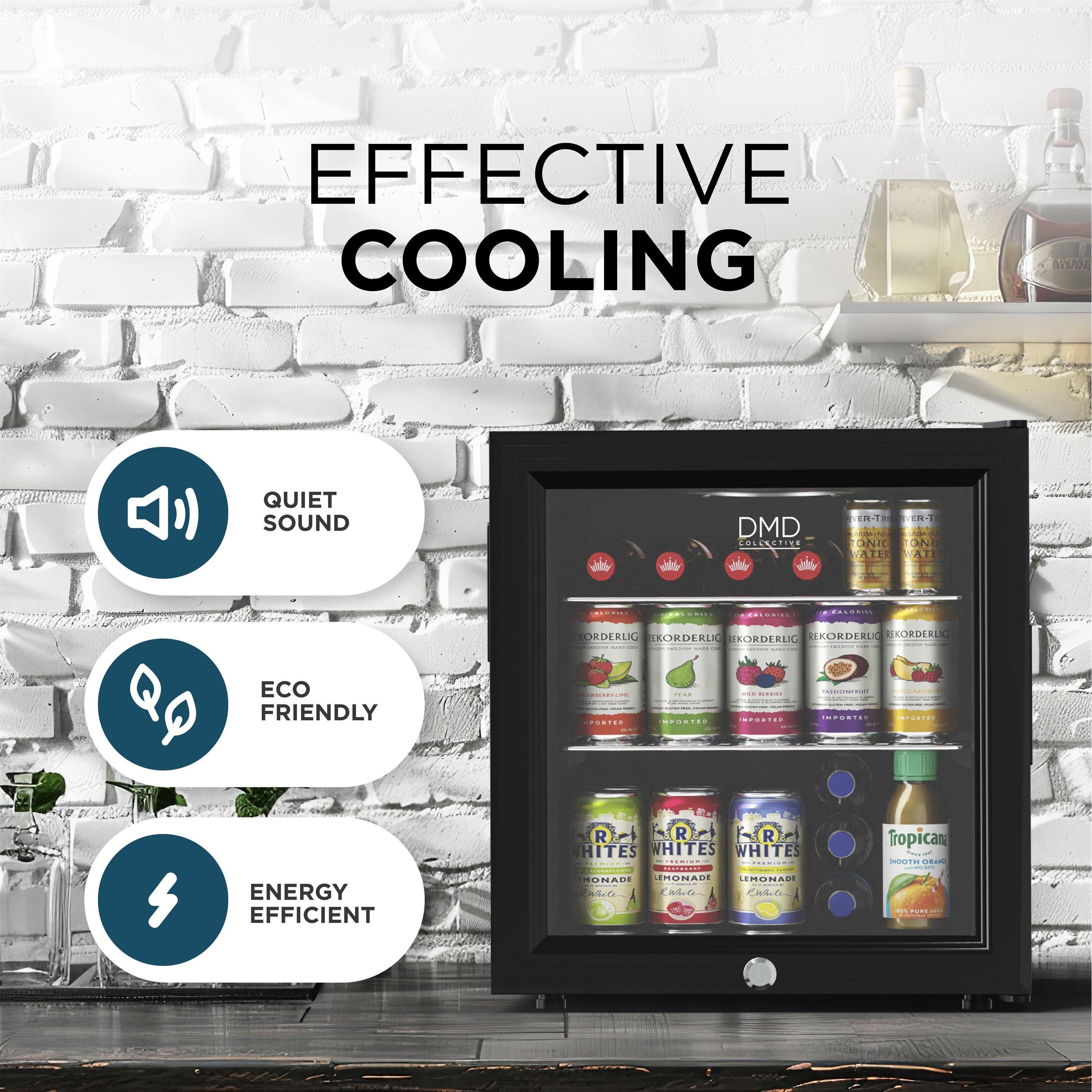 Black - DMD Collective - 50L Glass Mini Fridge with Lock & Key - 4