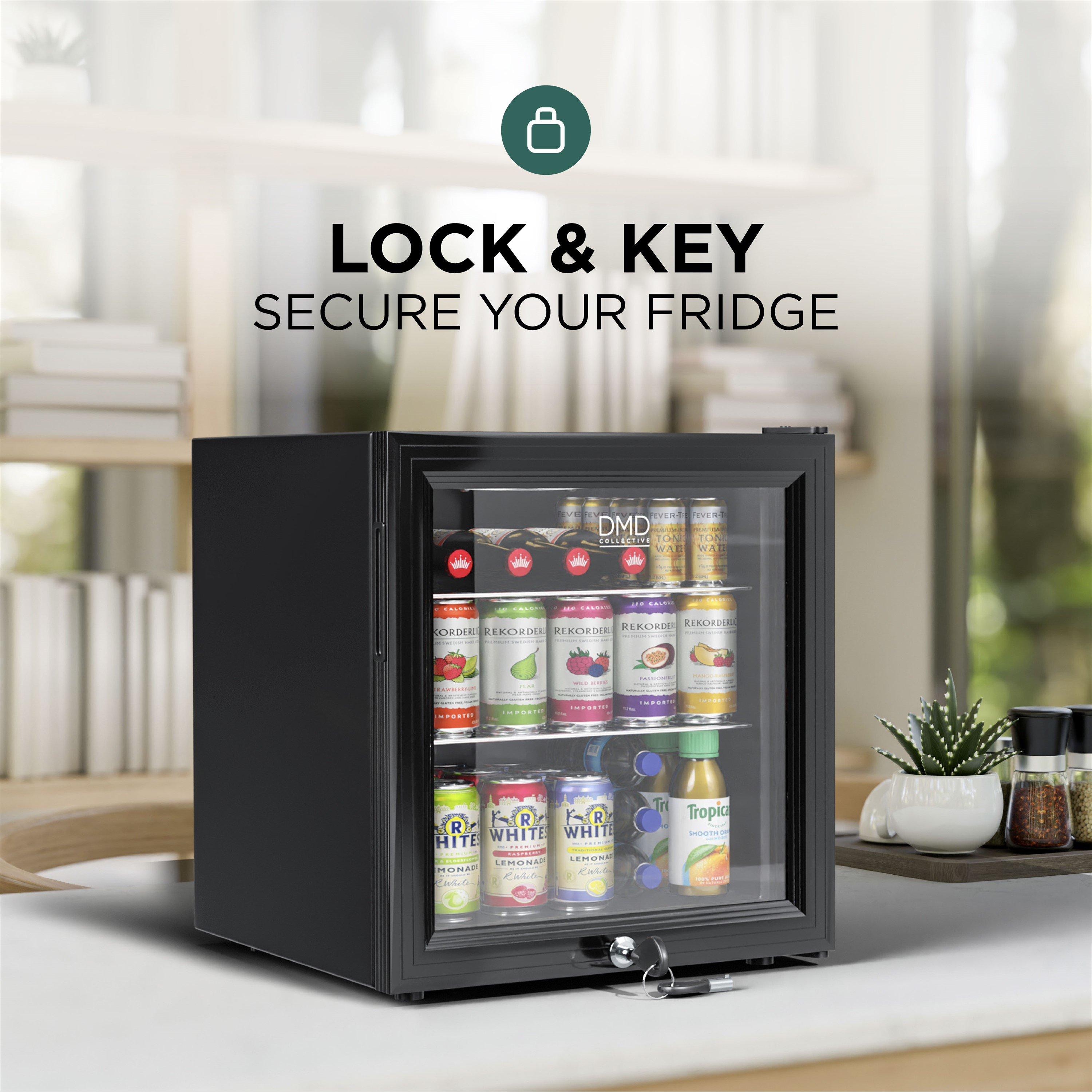 Black - DMD Collective - 50L Glass Mini Fridge with Lock & Key - 5