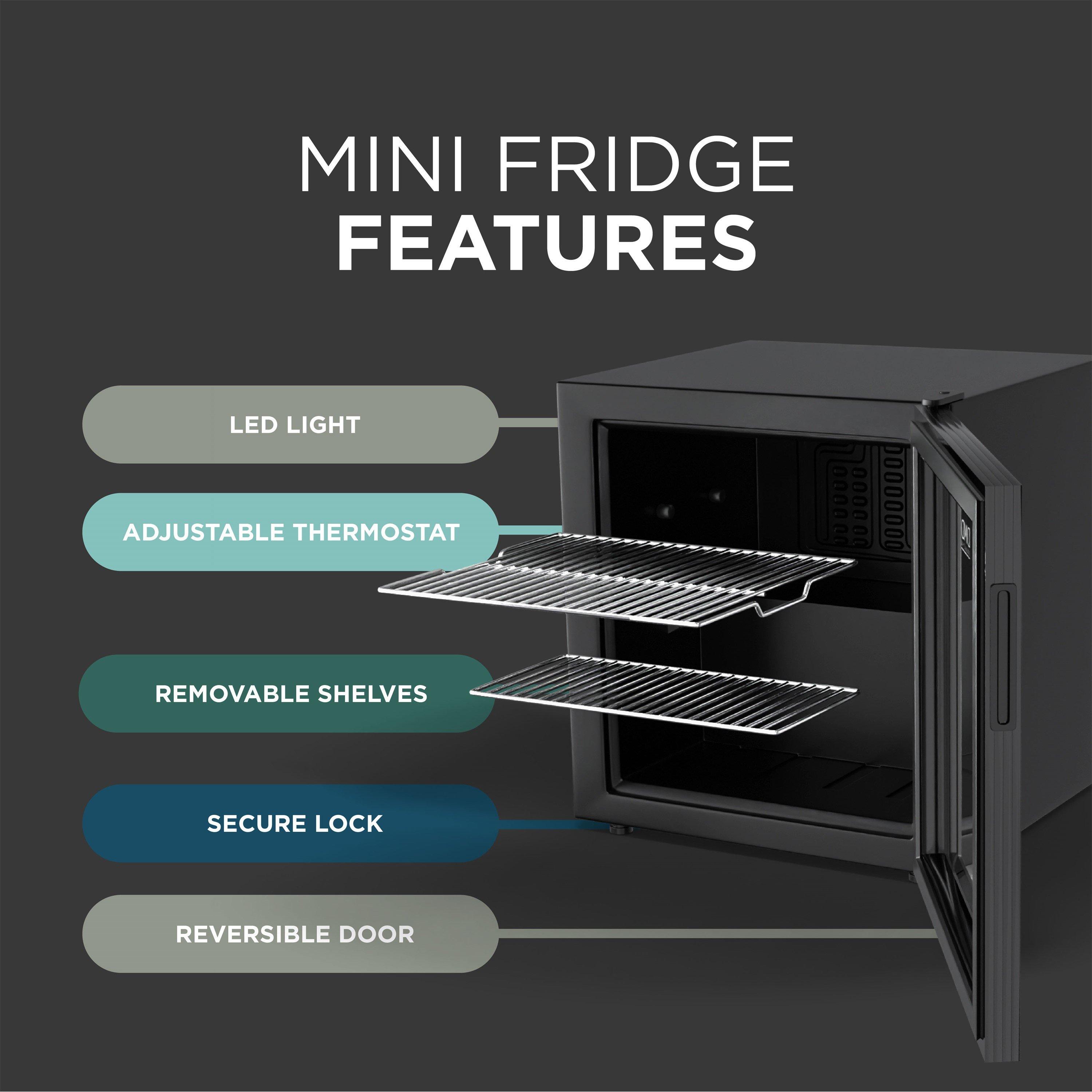 Black - DMD Collective - 50L Glass Mini Fridge with Lock & Key - 6
