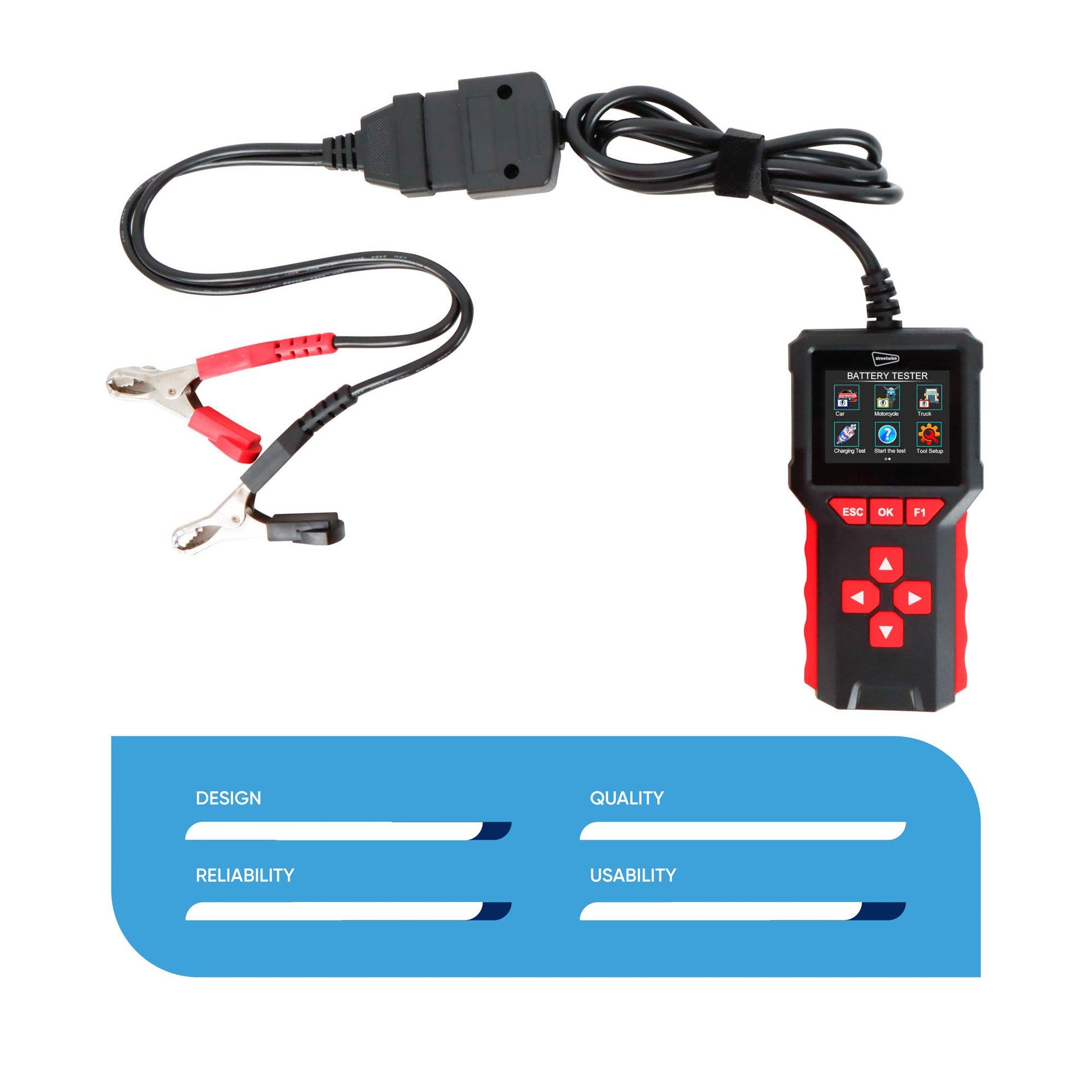Black - Streetwize - 2 in 1 OBDII Fault Scanner with Battery Tester - 6