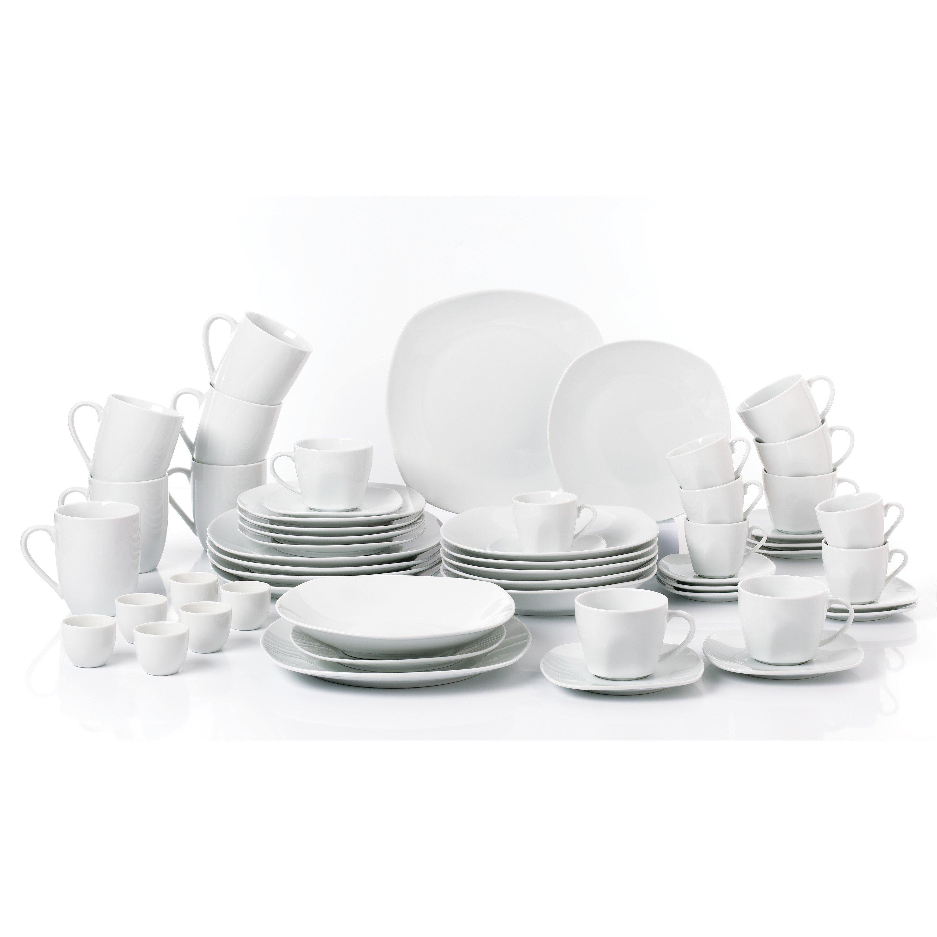 White - Waterside - 54pc White Square Athena Dinner Set - 1