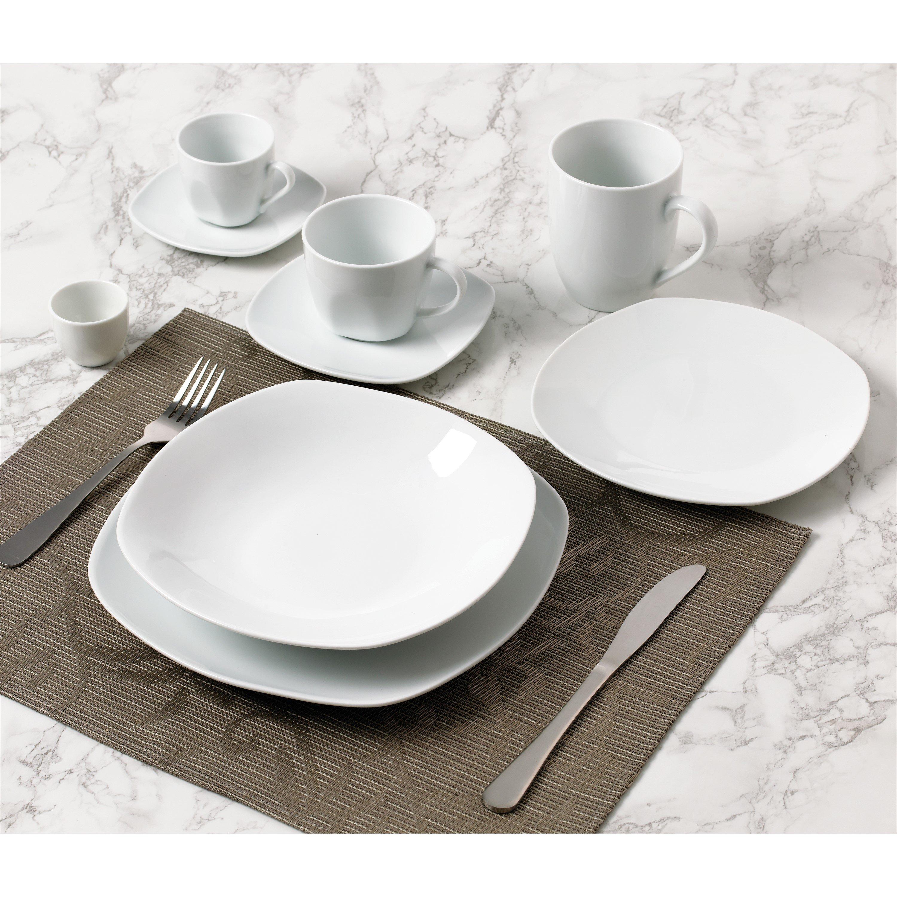 White - Waterside - 54pc White Square Athena Dinner Set - 2
