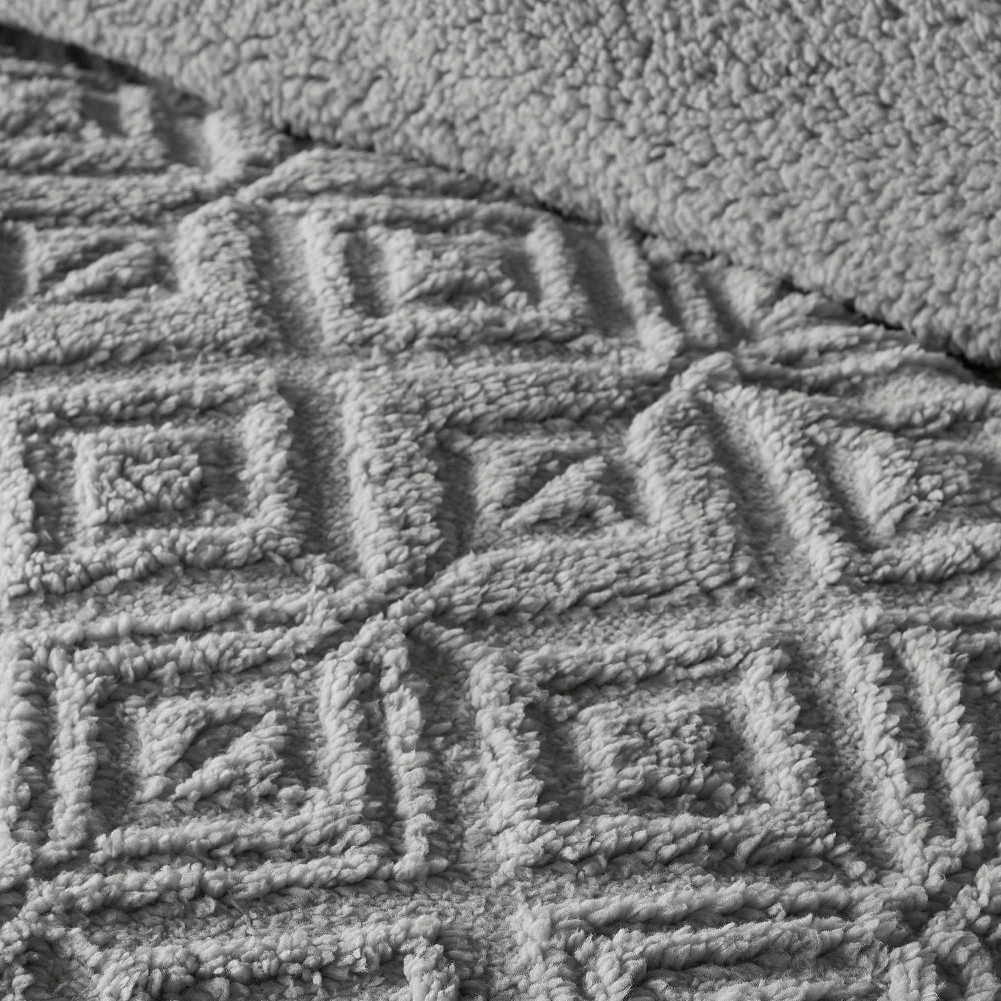 Grey - Fusion - Romo Geo Reverse Sherpa Fleece Duvet Cover - Grey - 3