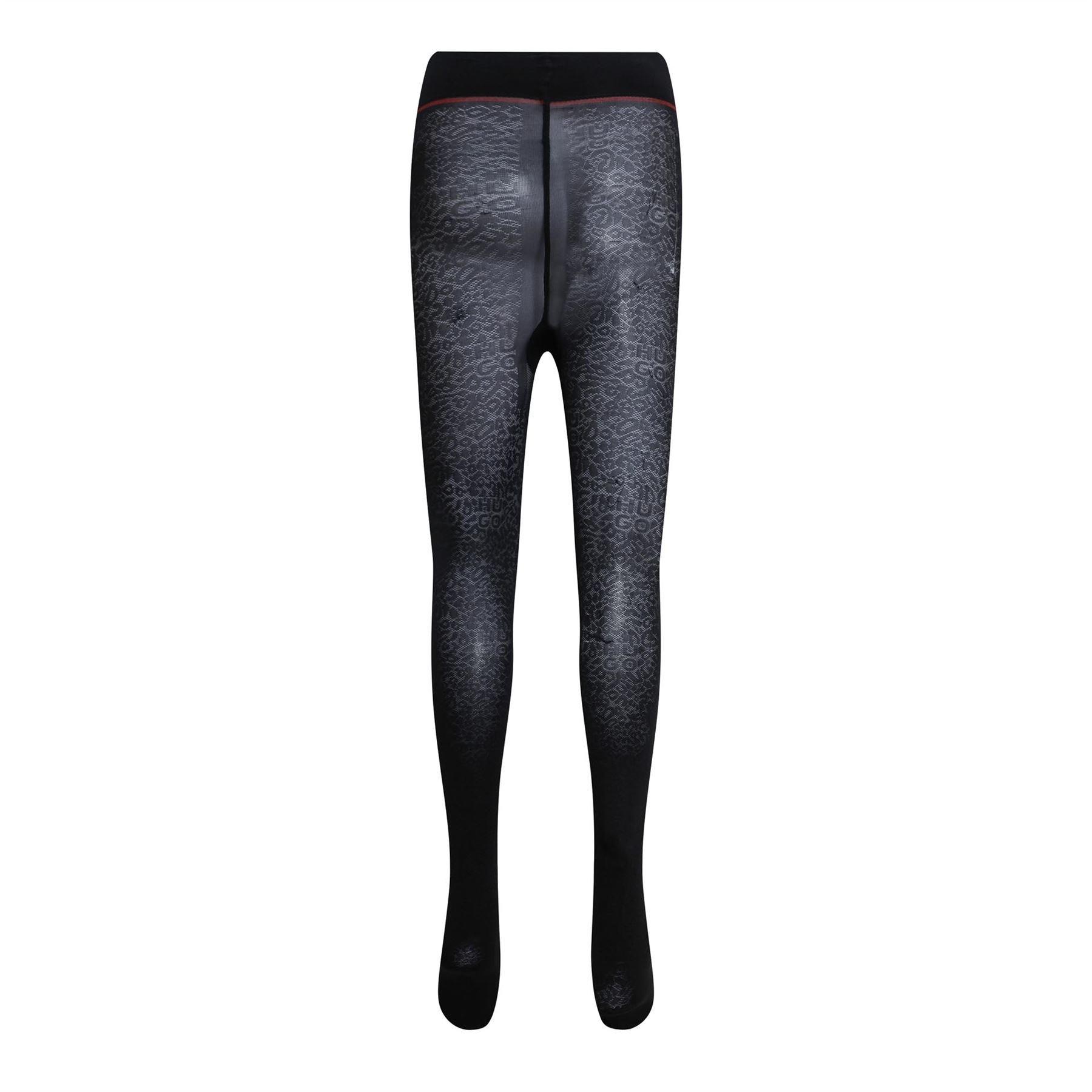 Black - Hugo - Leopard Print Logo Tights - 2
